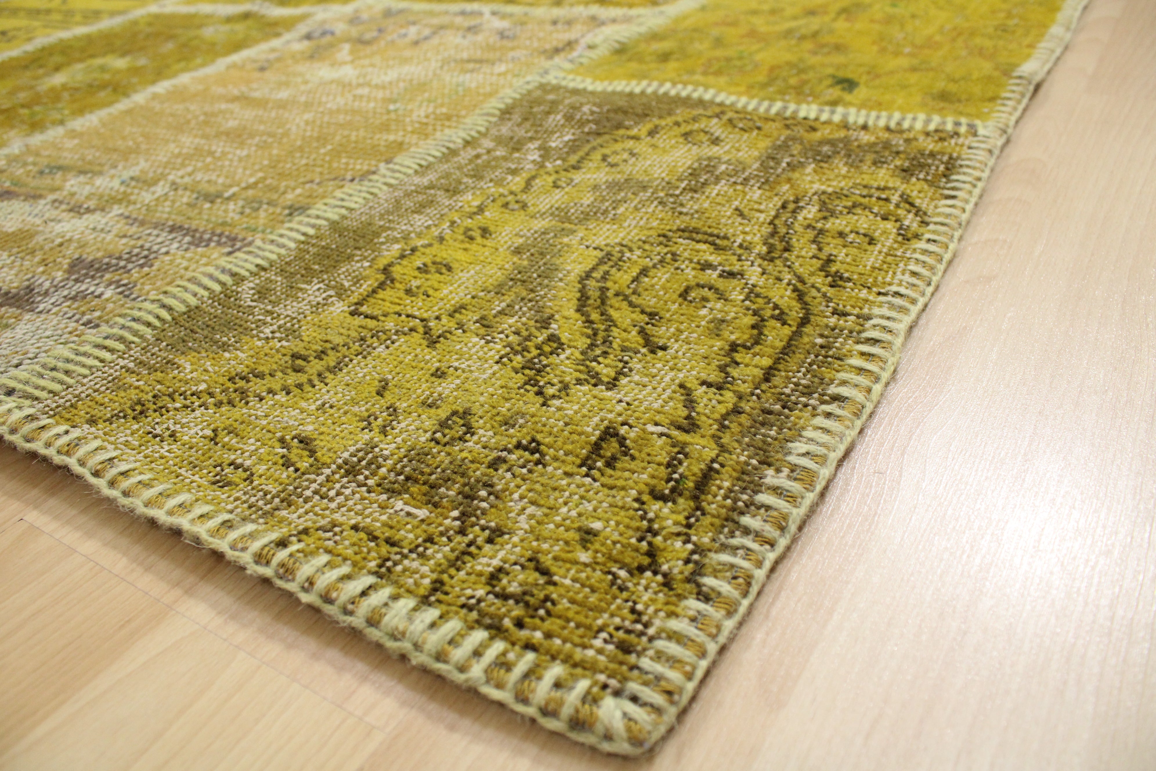 Turkish Patchwork Hand-Knotted Wool Rug