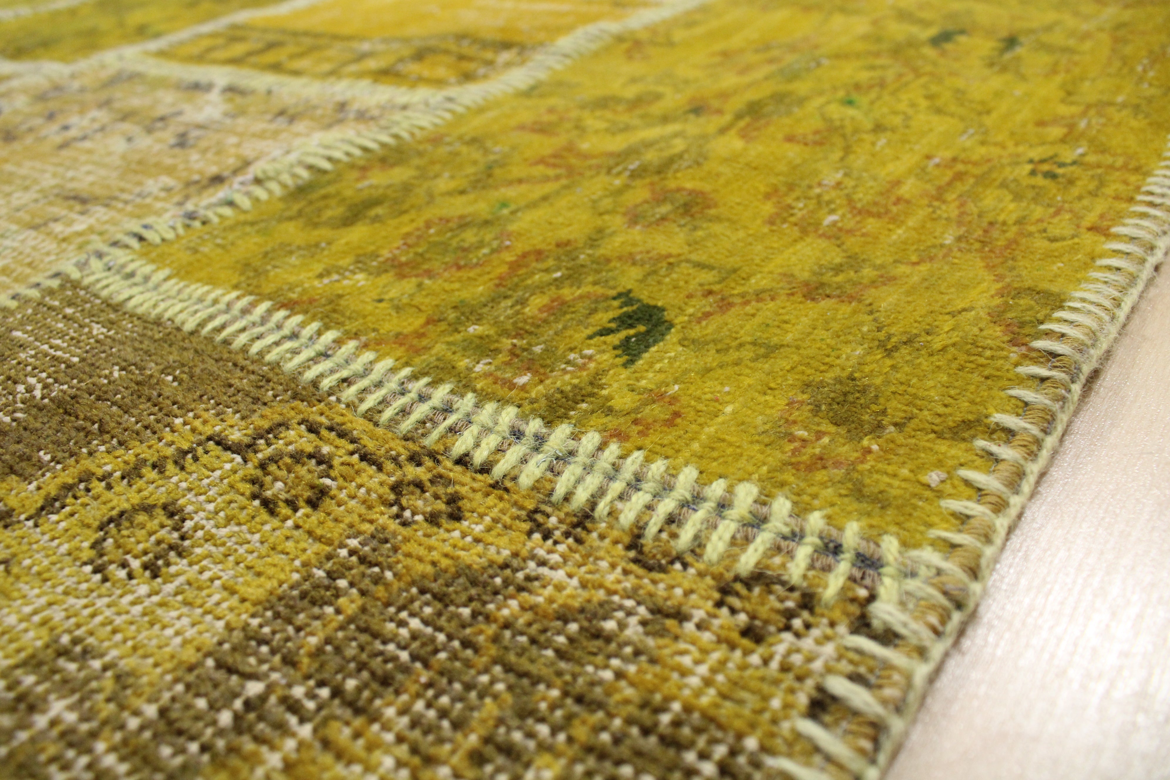 Turkish Patchwork Hand-Knotted Wool Rug