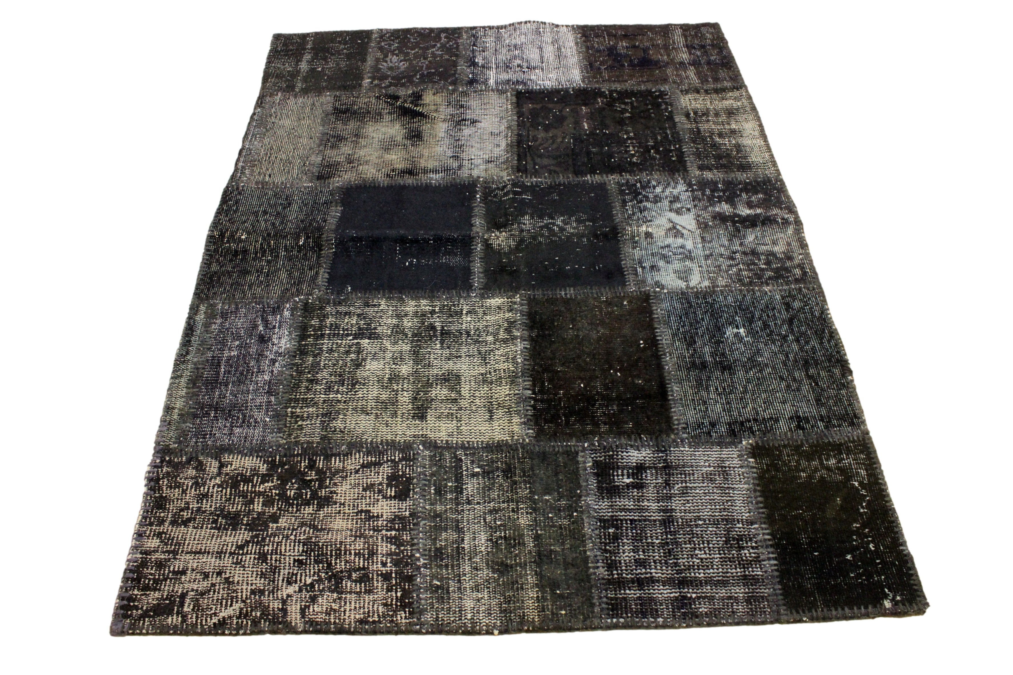 Turkish Patchwork Hand-Knotted Wool Rug