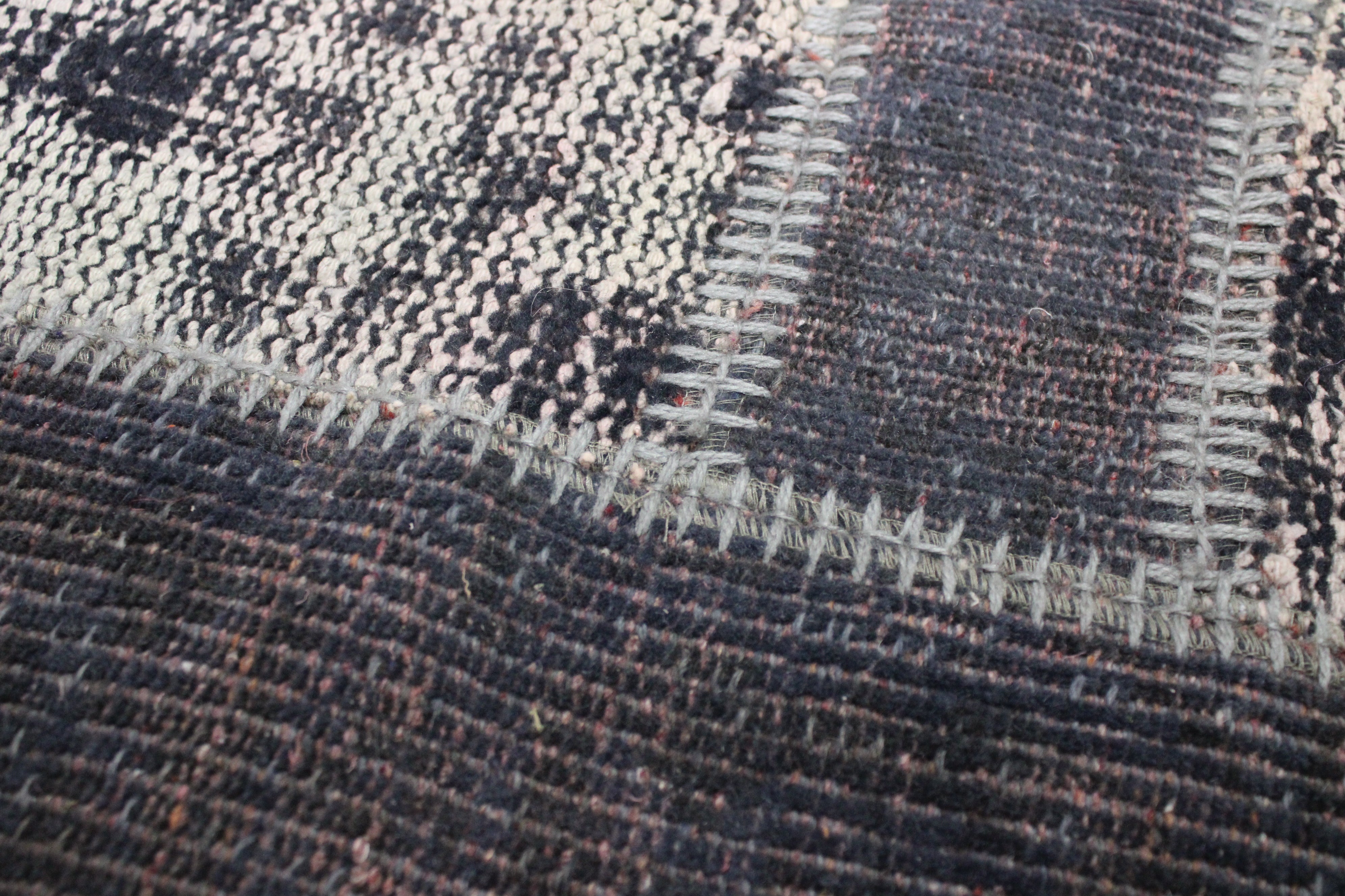 El Dokuma Kök Boya Yün Patchwork Halı