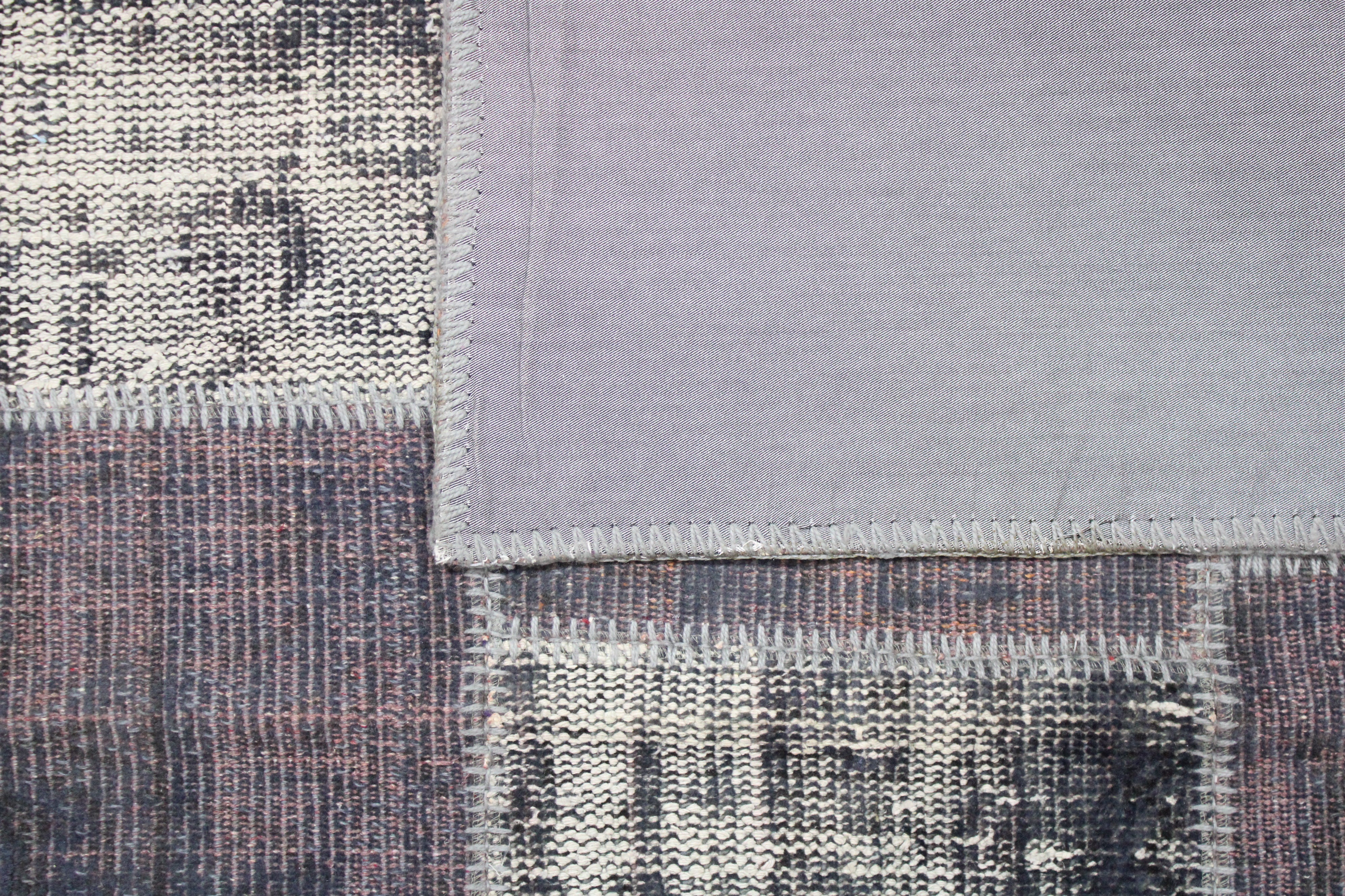 El Dokuma Kök Boya Yün Patchwork Halı