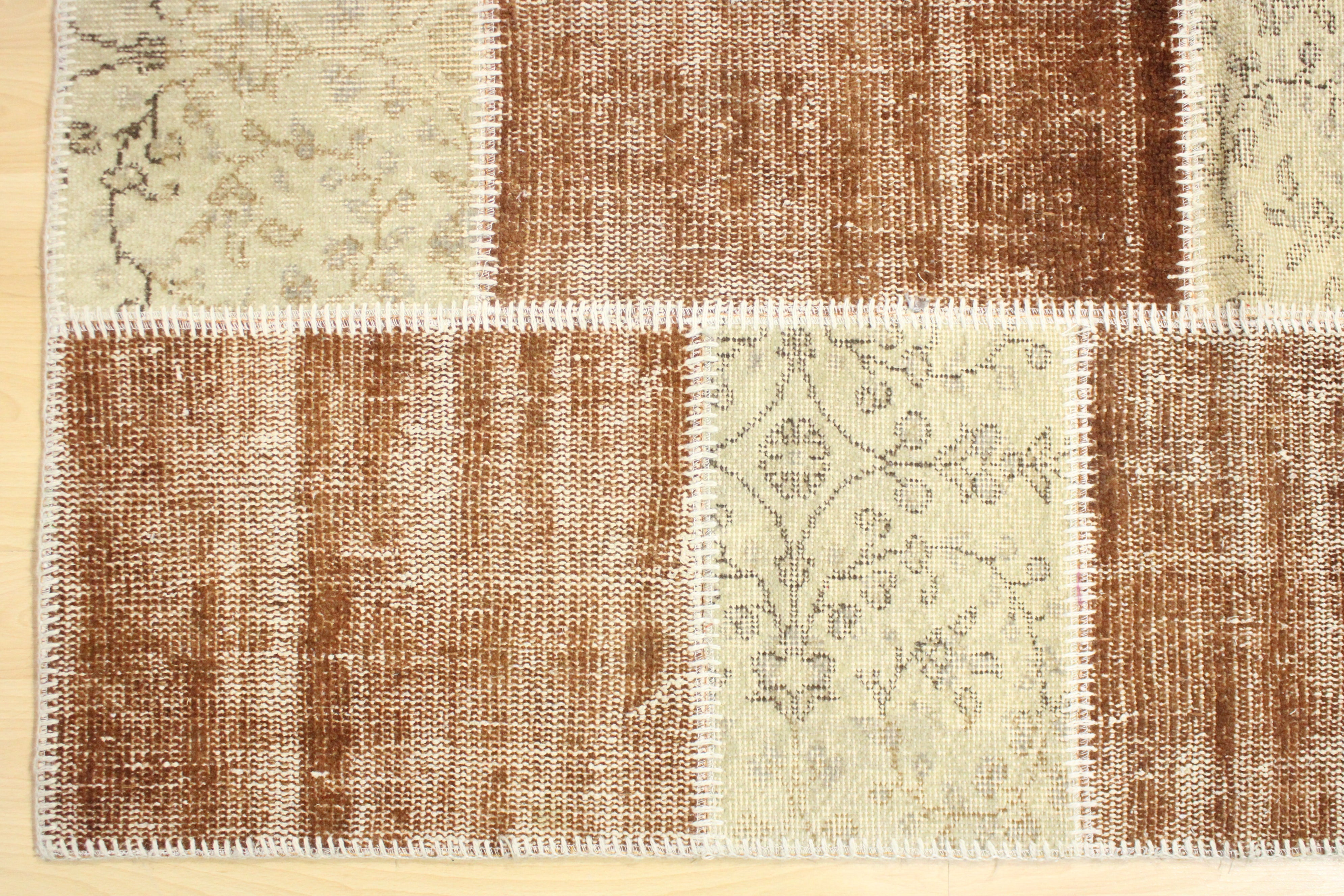 Turkish Patchwork Hand-Knotted Wool Rug