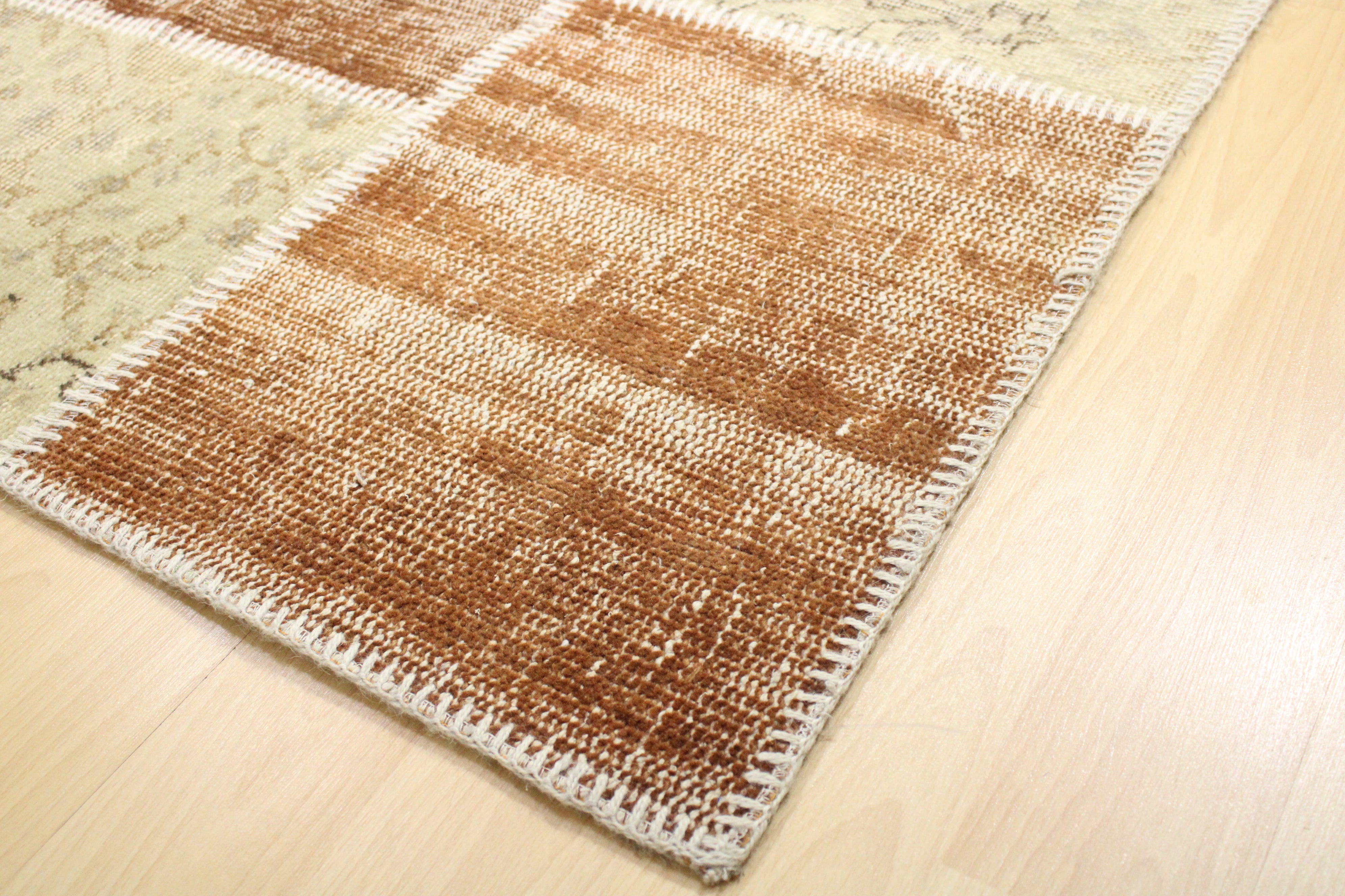 Turkish Patchwork Hand-Knotted Wool Rug