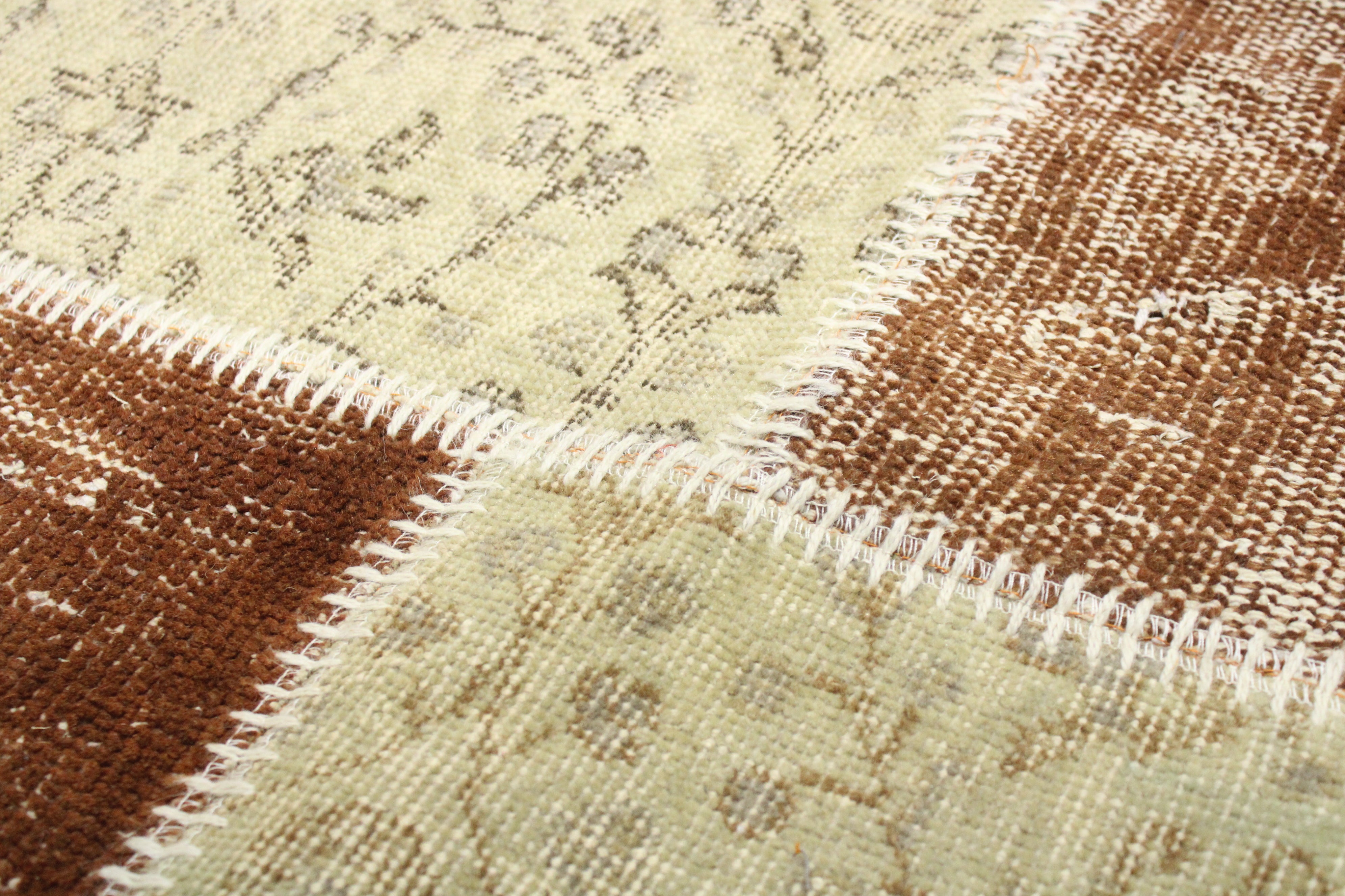 Turkish Patchwork Hand-Knotted Wool Rug