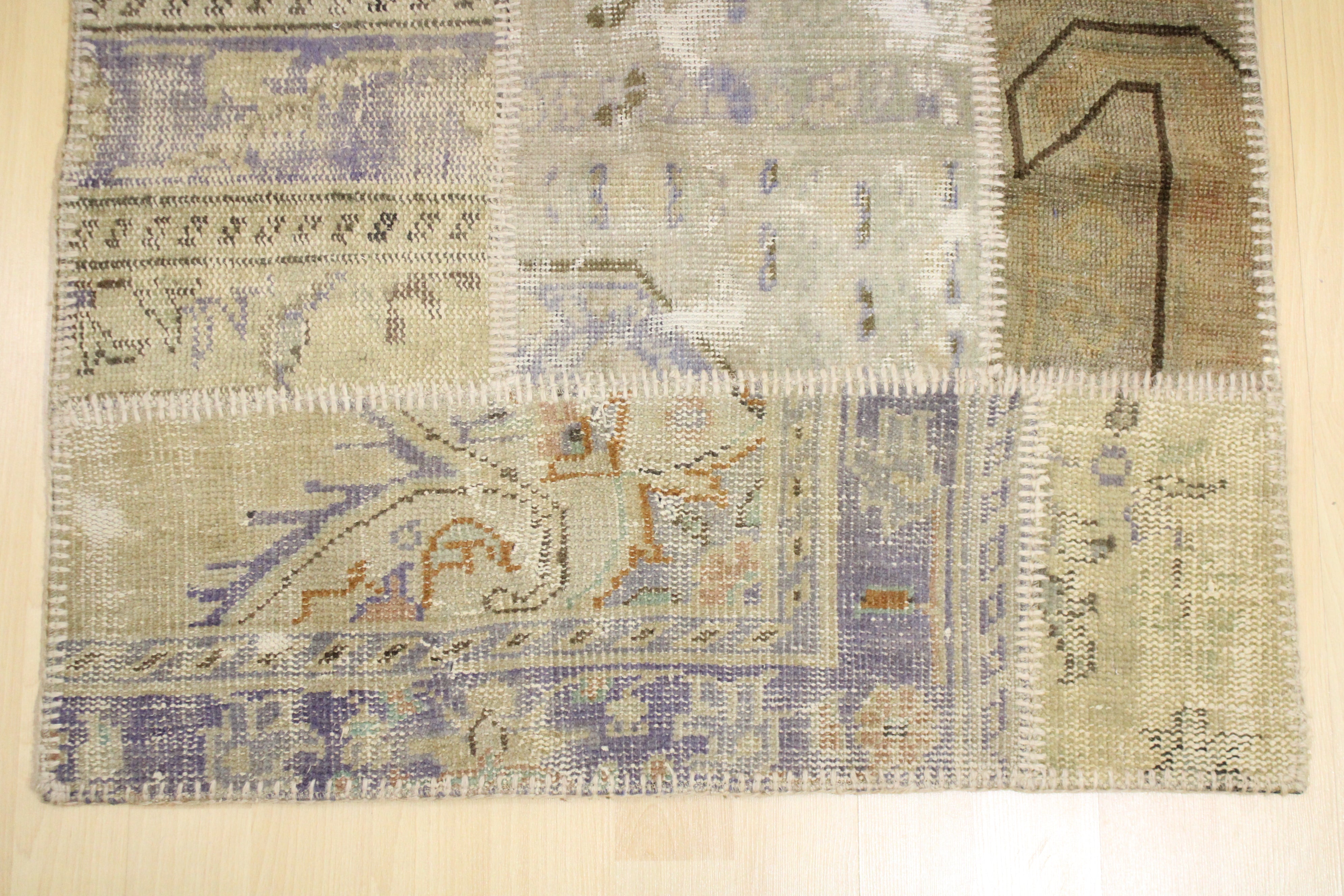 Turkish Patchwork Hand-Knotted Wool Rug