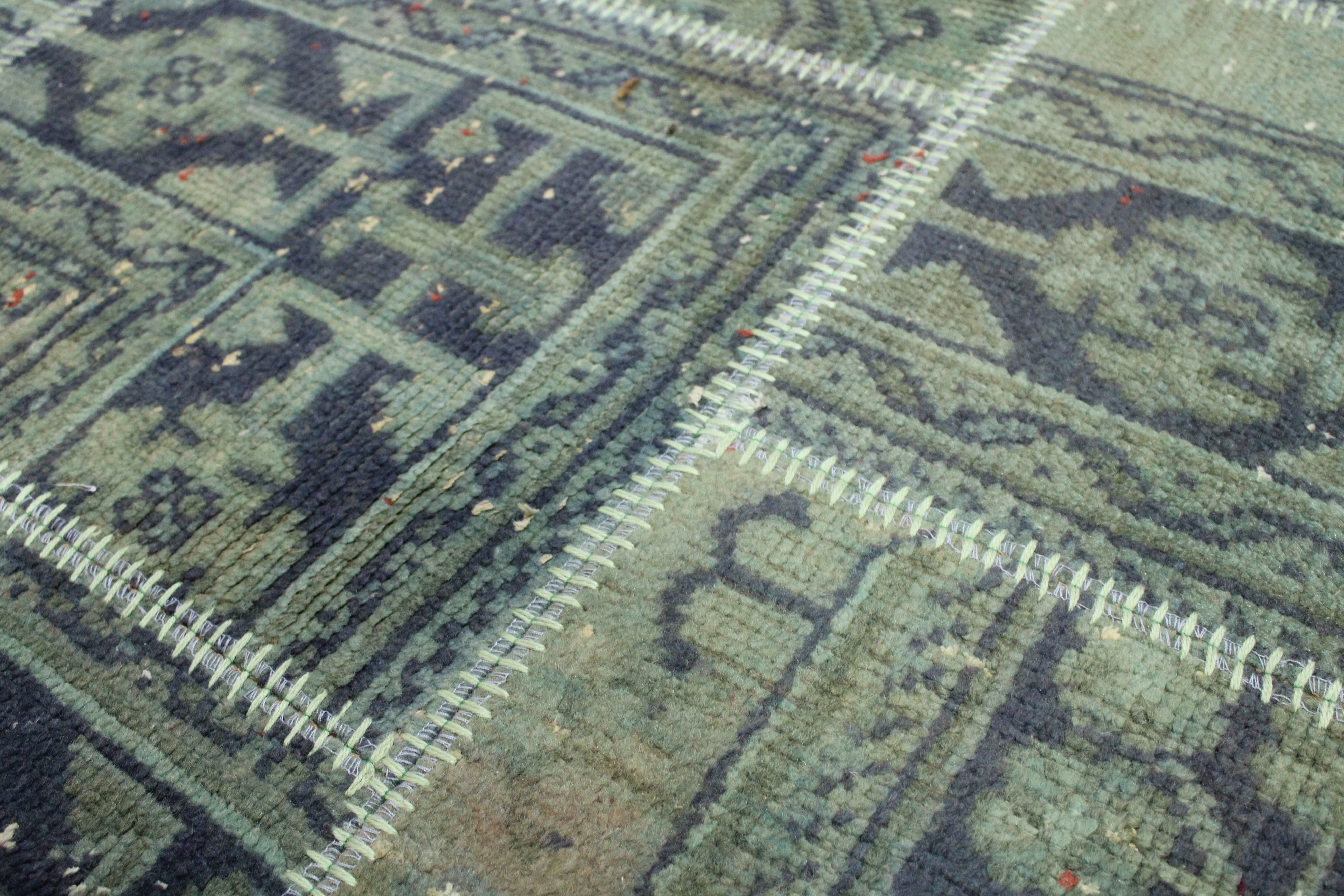 Turkish Patchwork Hand-Knotted Wool Rug