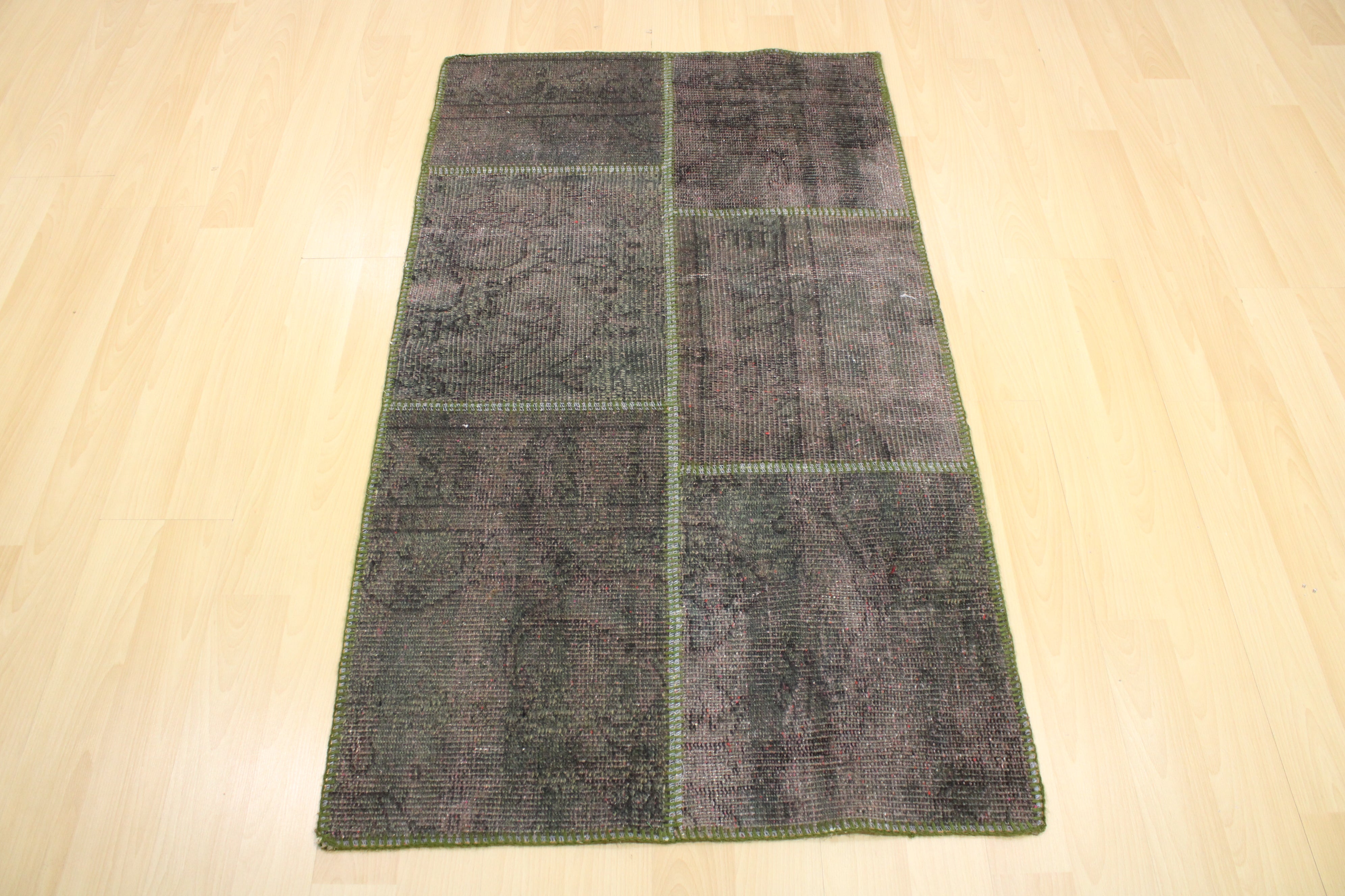 Turkish Patchwork Hand-Knotted Wool Rug