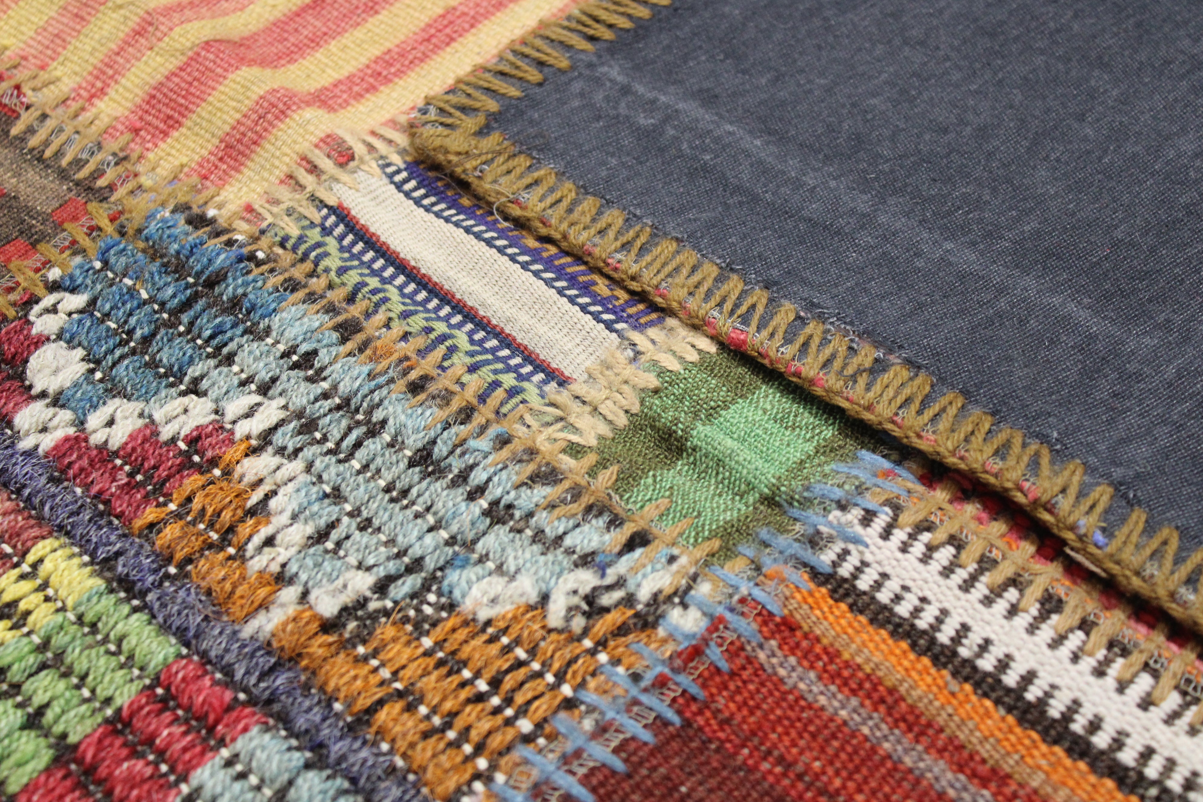 Turkish Patchwork Hand-Knotted Wool Rug