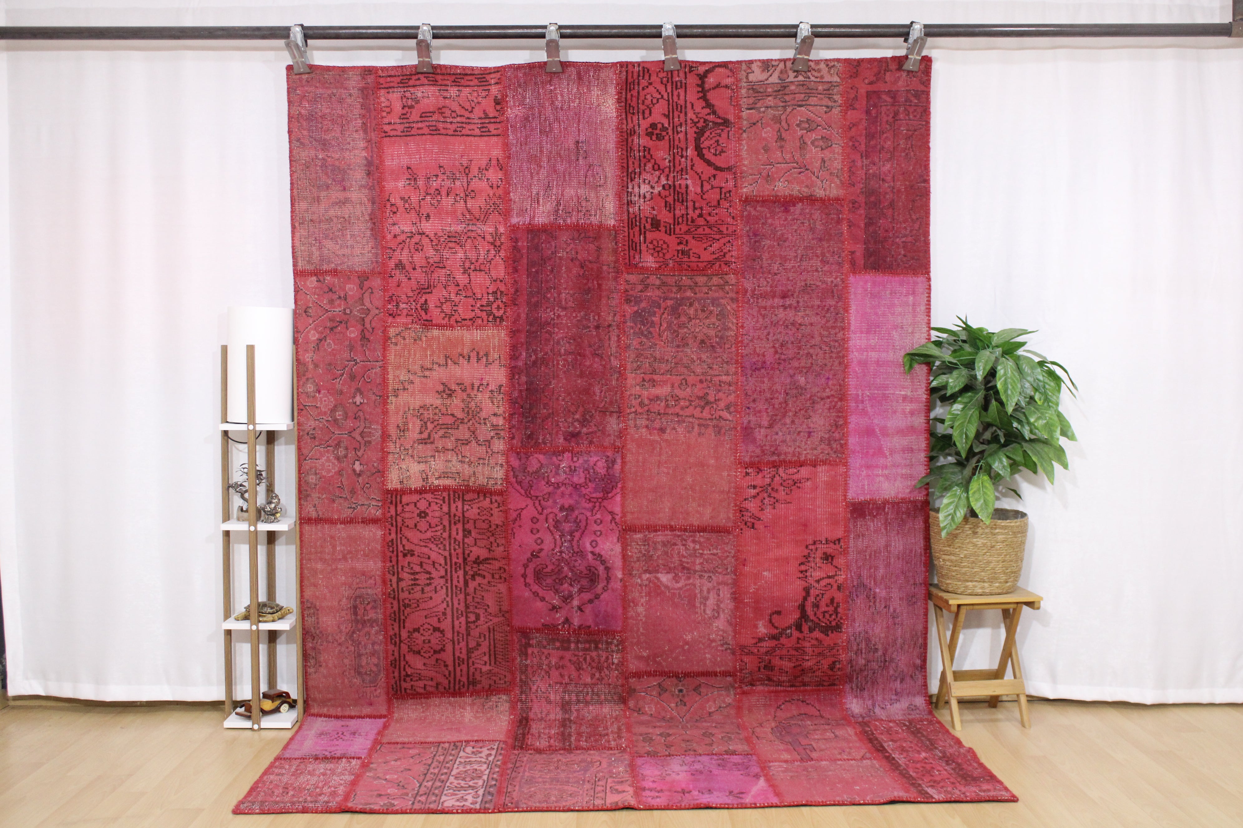 Turkish Patchwork Hand-Knotted Wool Rug