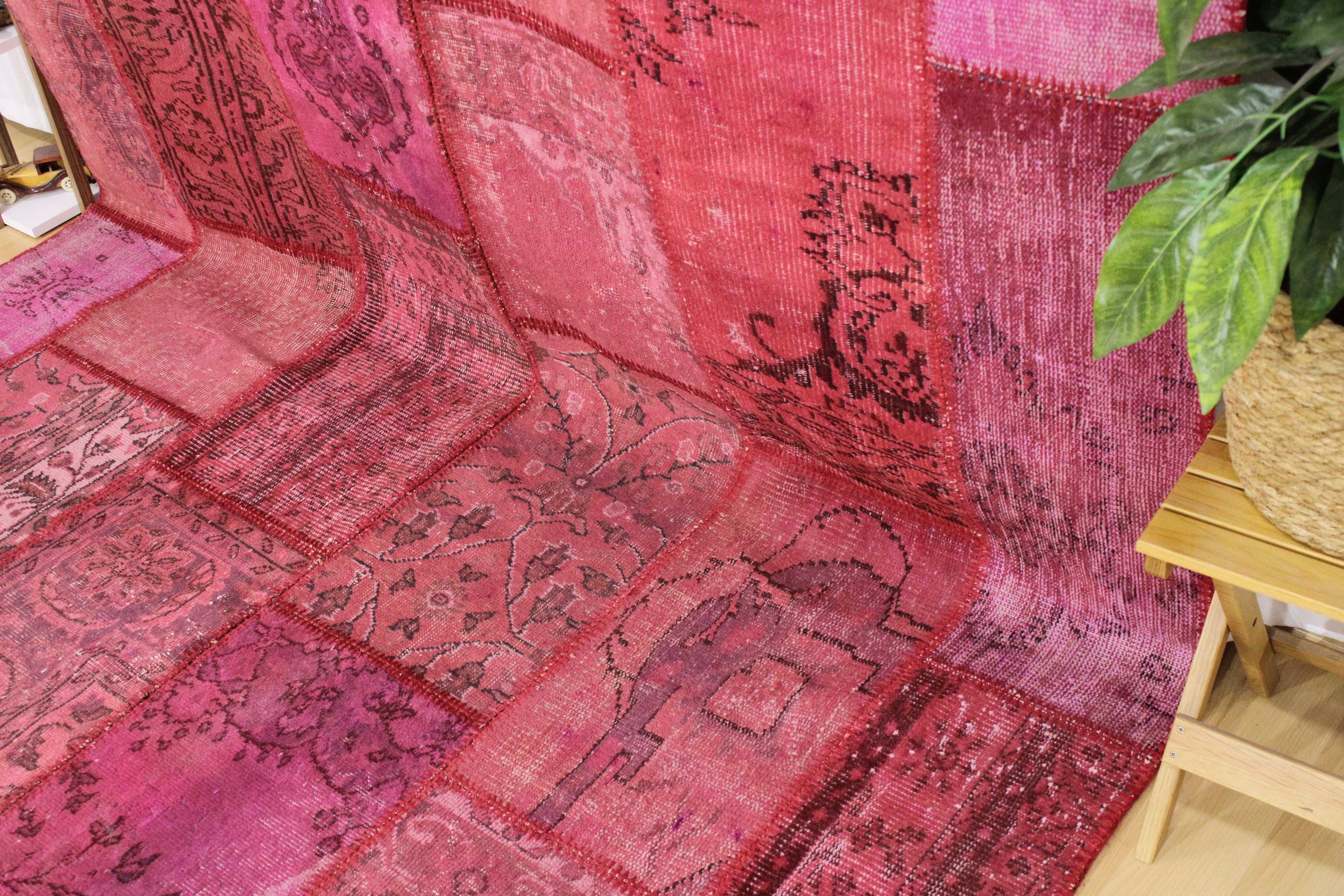 Turkish Patchwork Hand-Knotted Wool Rug