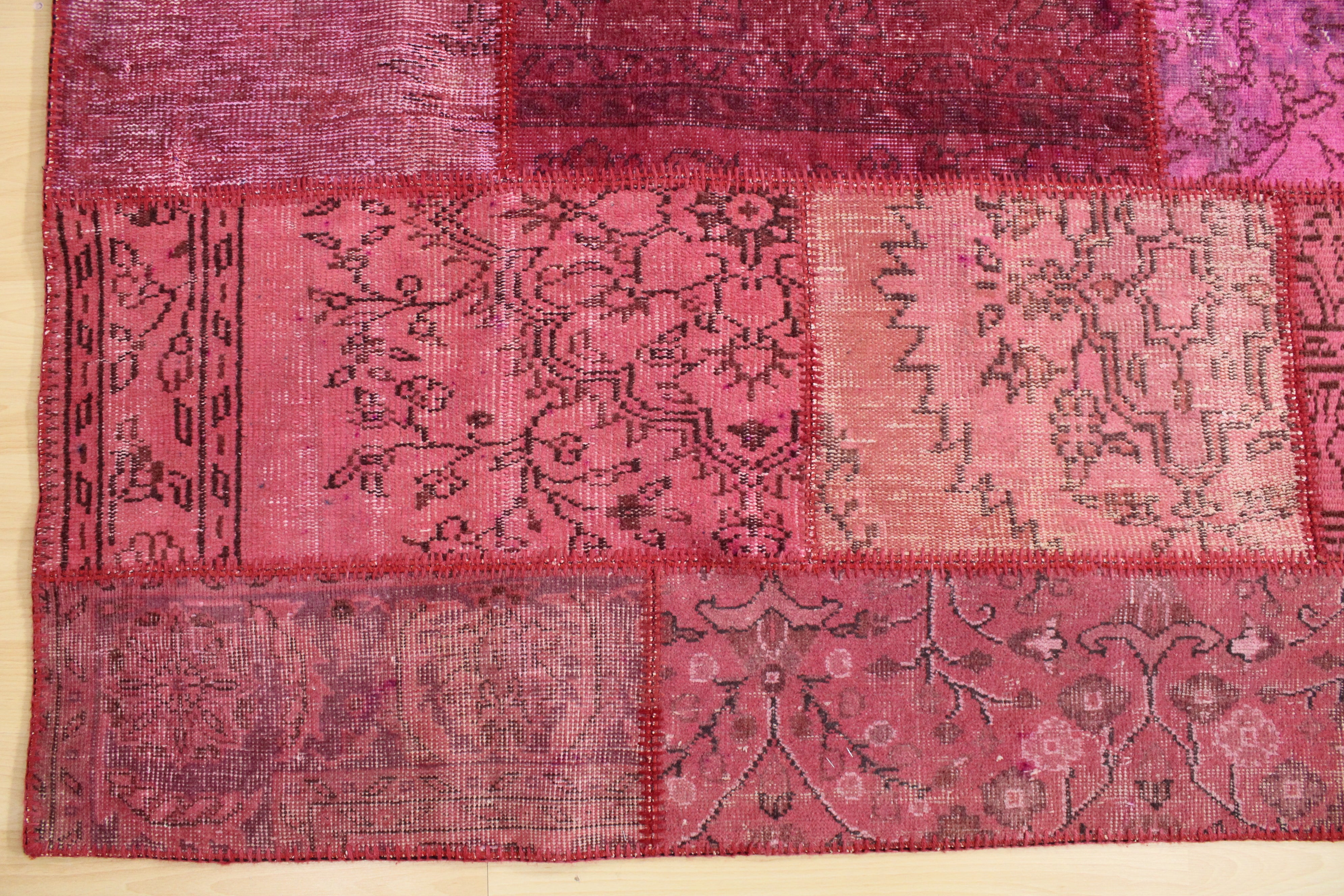 Turkish Patchwork Hand-Knotted Wool Rug