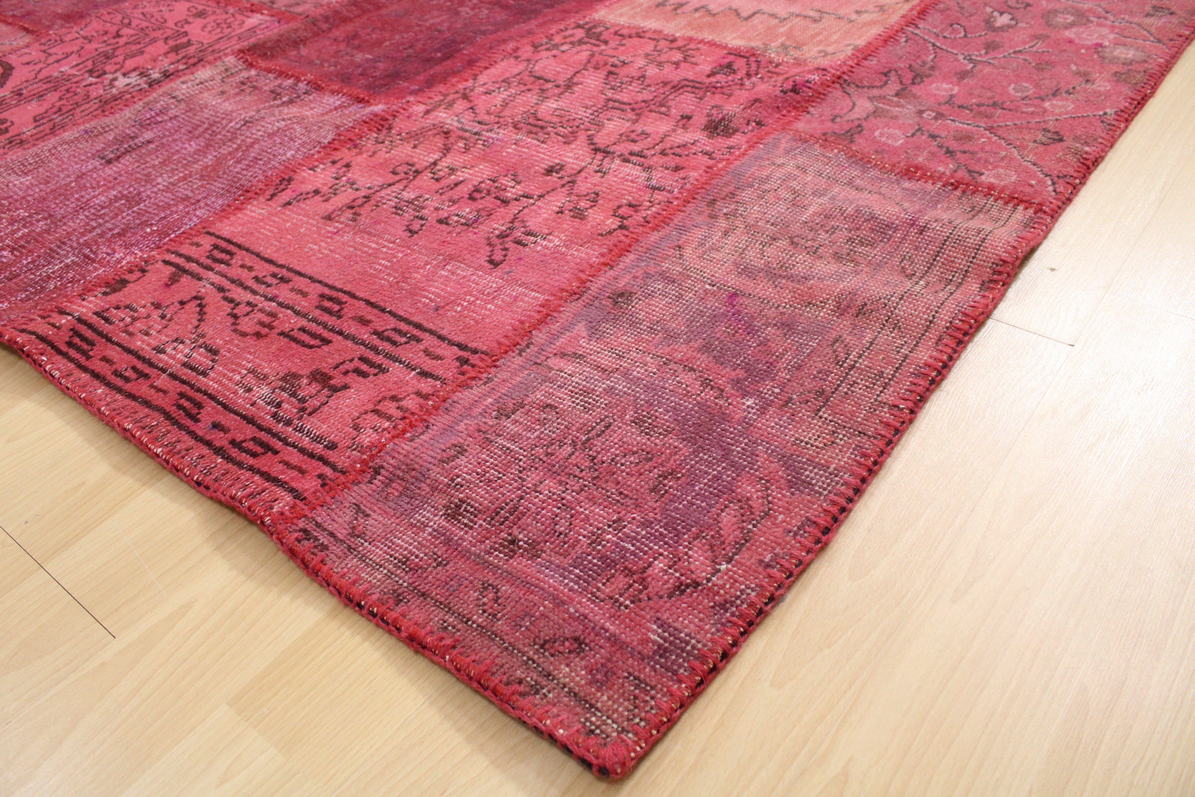 Turkish Patchwork Hand-Knotted Wool Rug