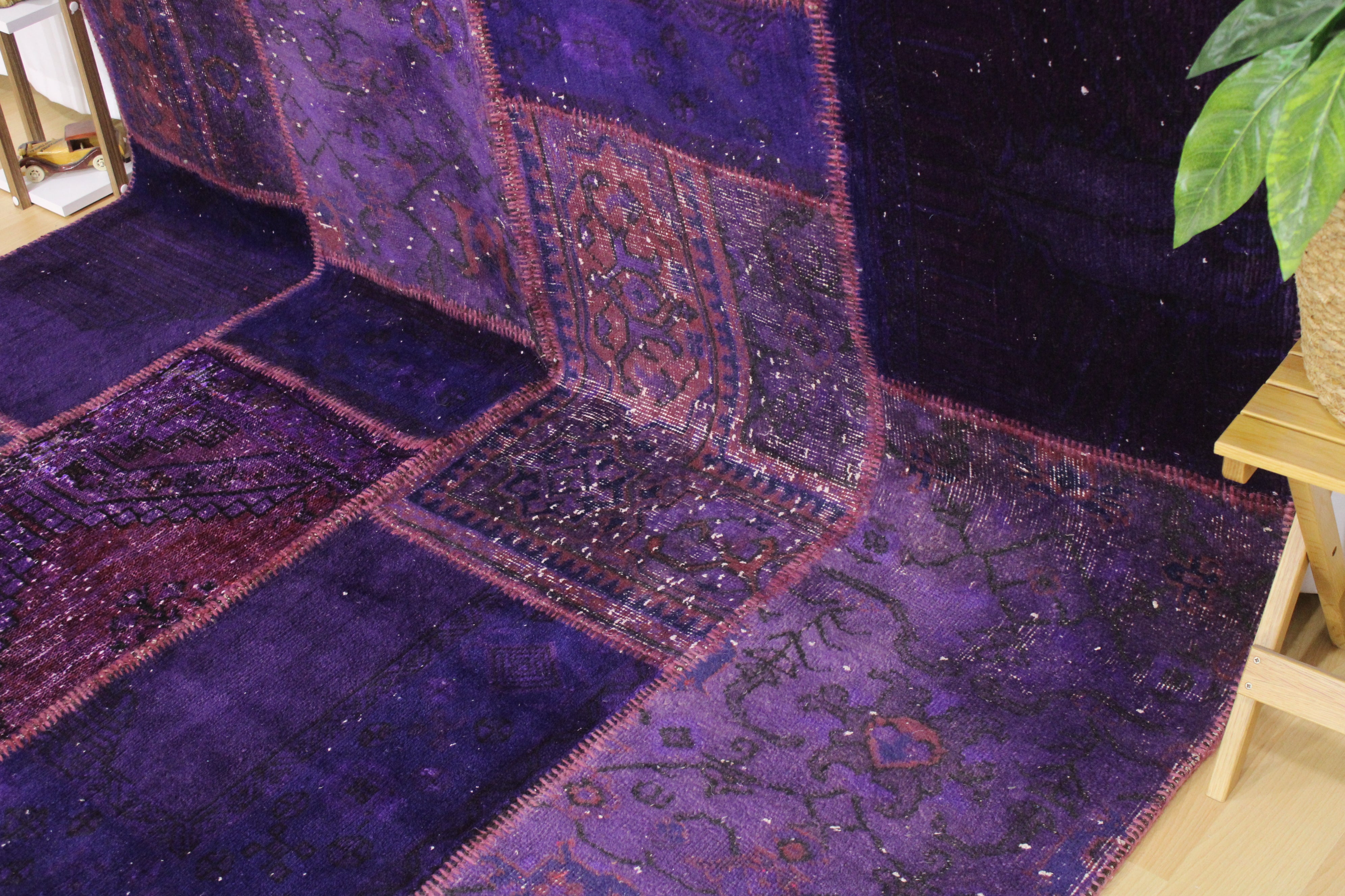 Turkish Patchwork Hand-Knotted Wool Rug