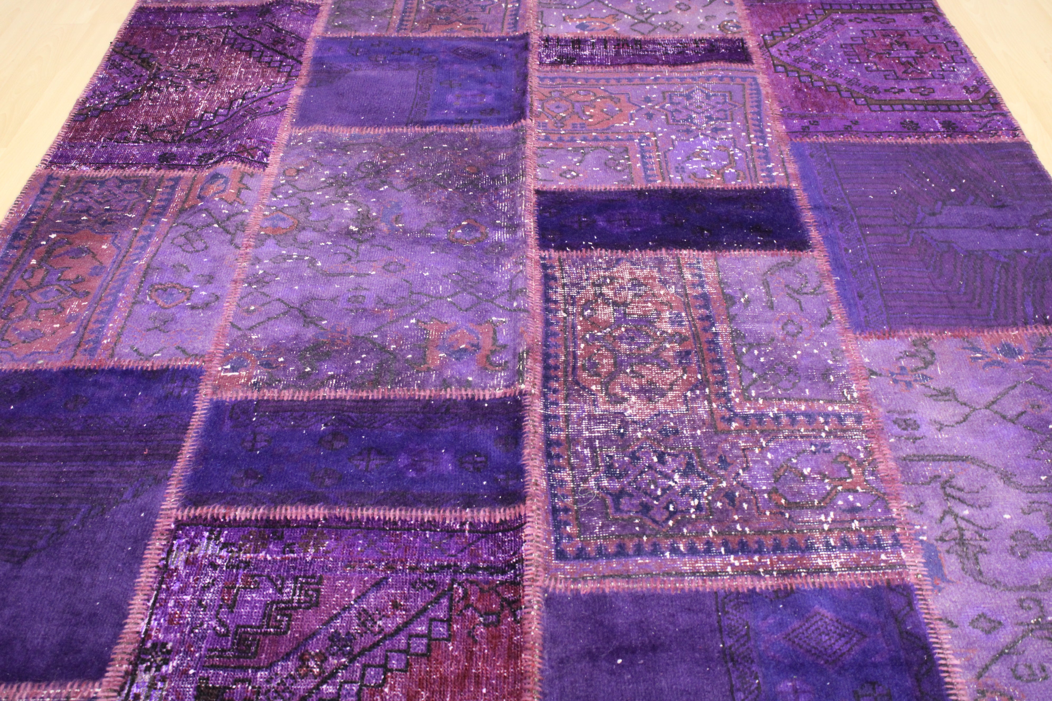 Turkish Patchwork Hand-Knotted Wool Rug