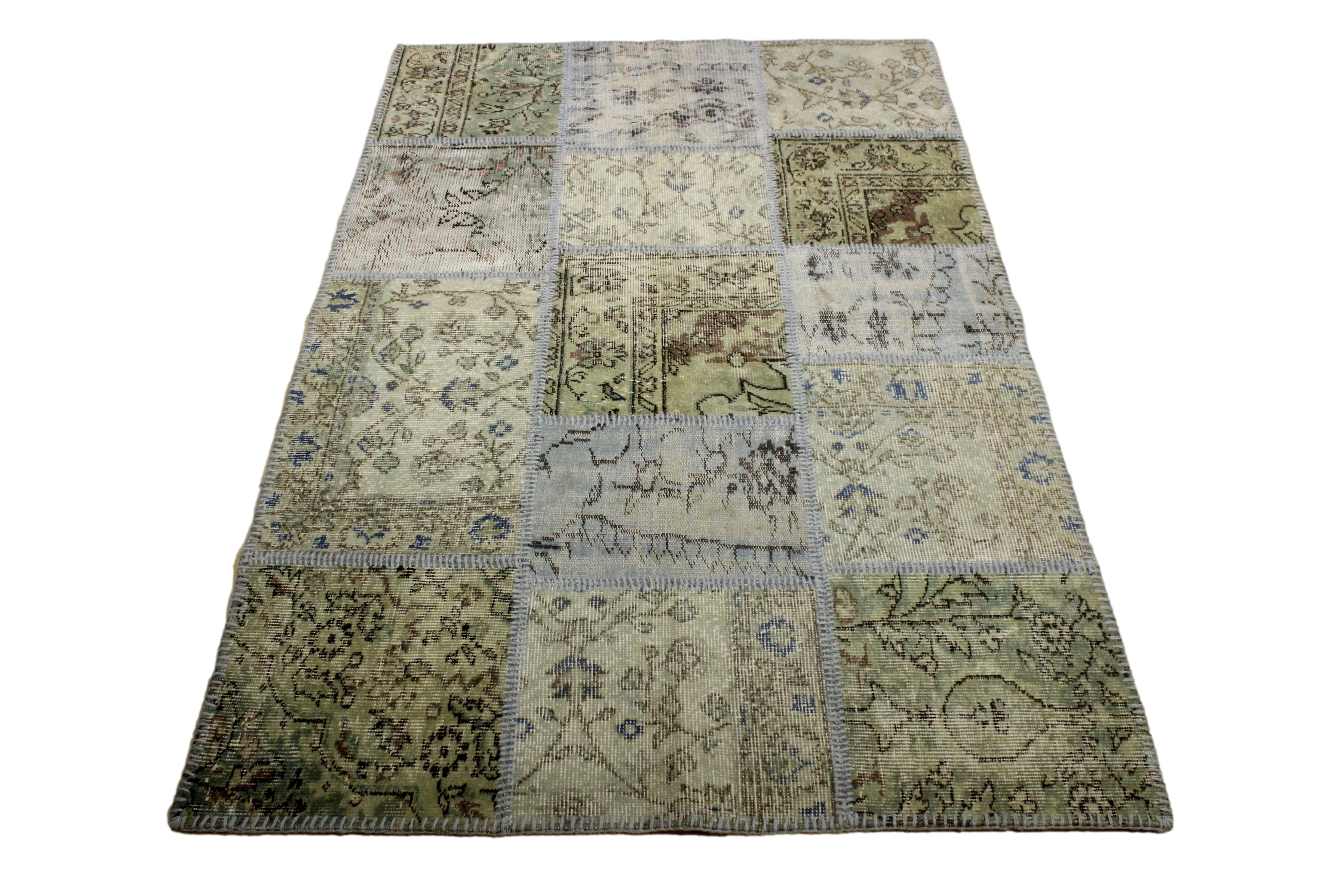 Turkish Patchwork Hand-Knotted Wool Rug