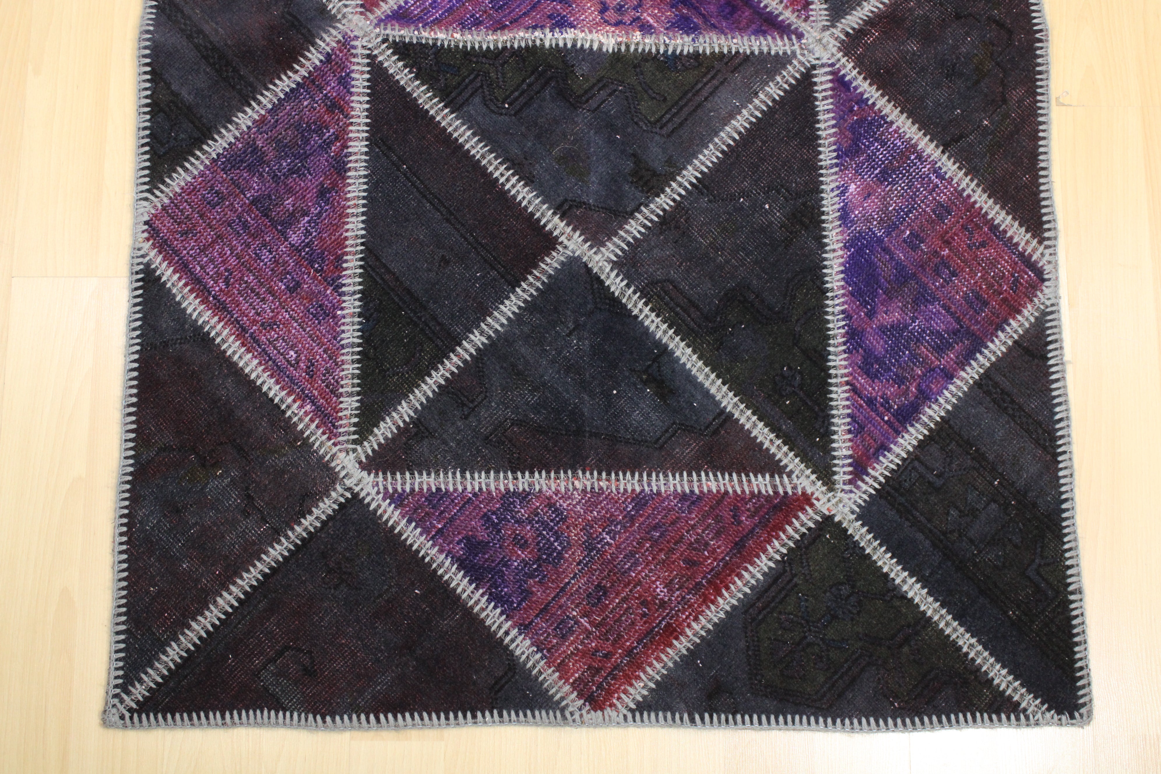 Turkish Patchwork Hand-Knotted Wool Rug