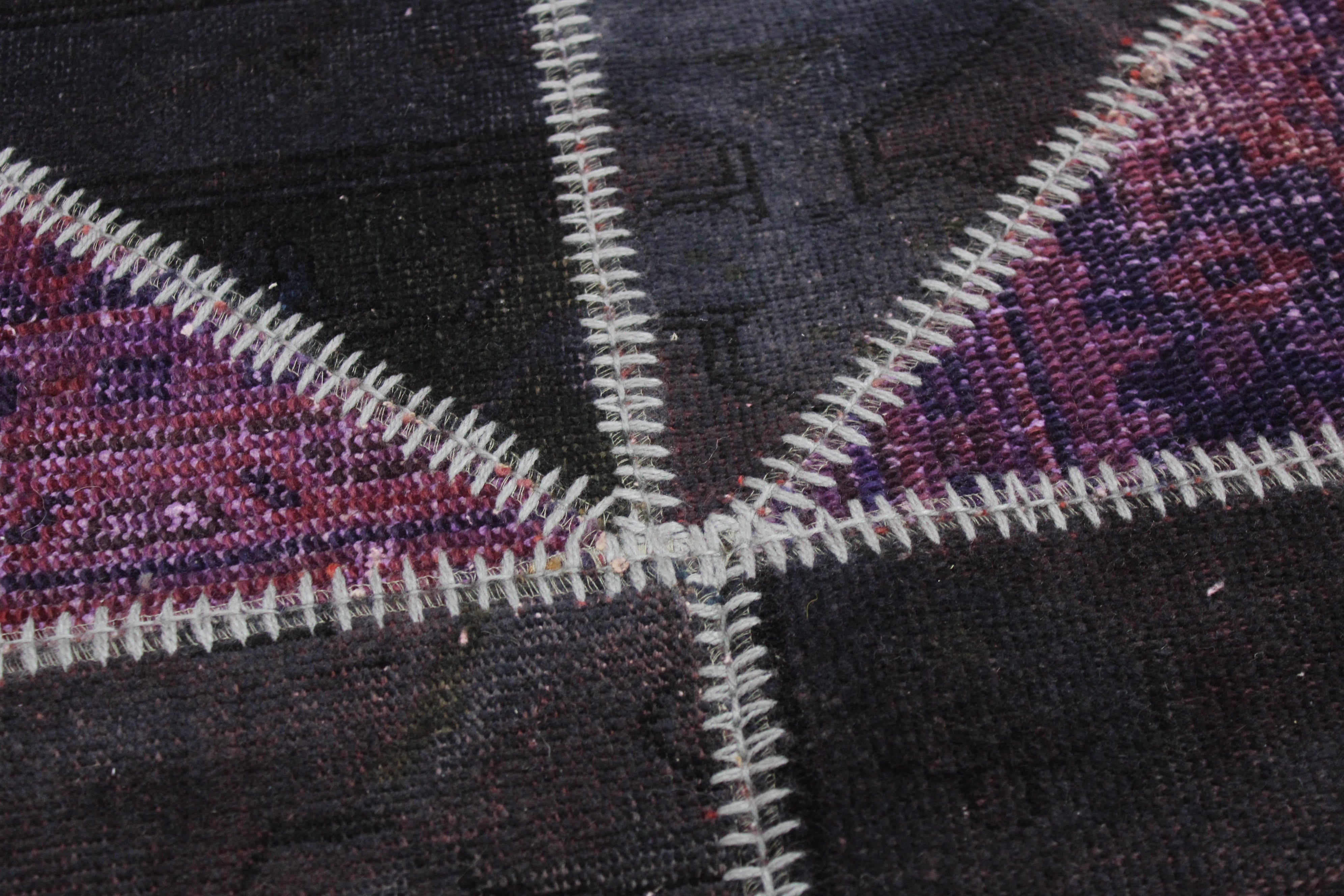 Turkish Patchwork Hand-Knotted Wool Rug