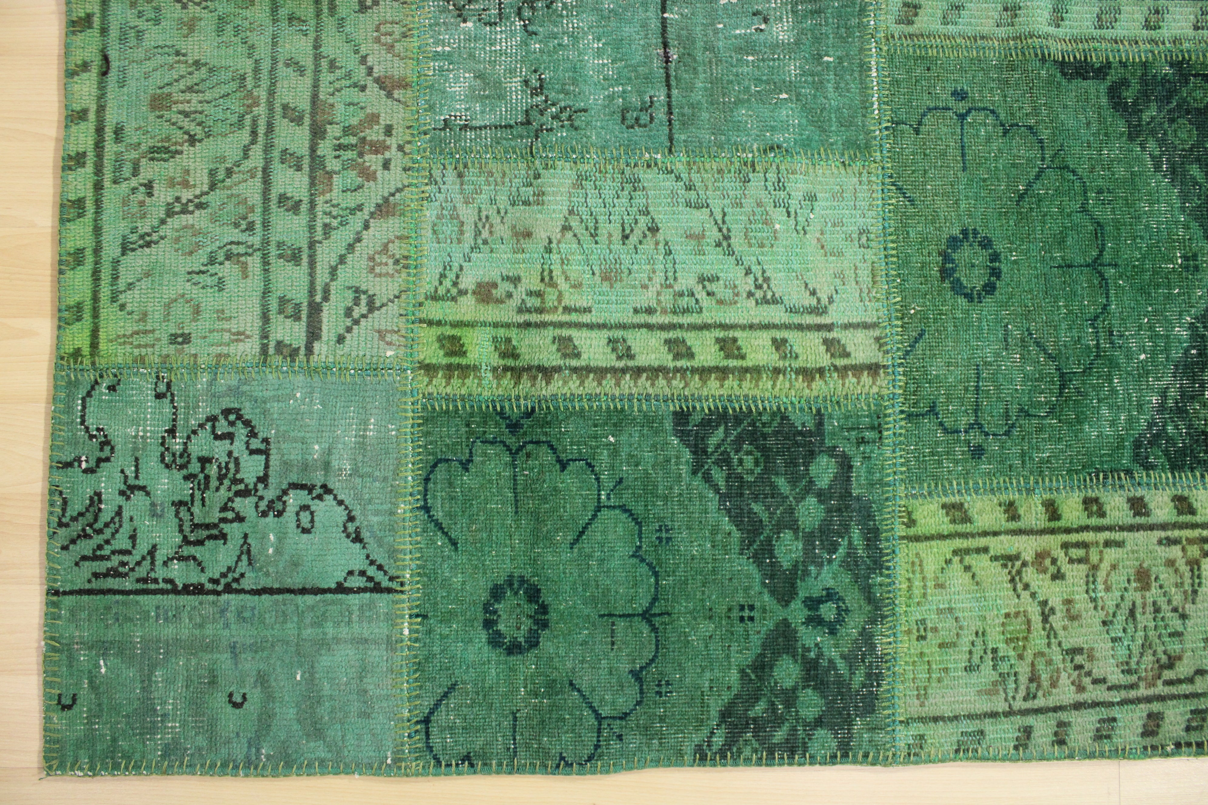 Turkish Patchwork Hand-Knotted Wool Rug