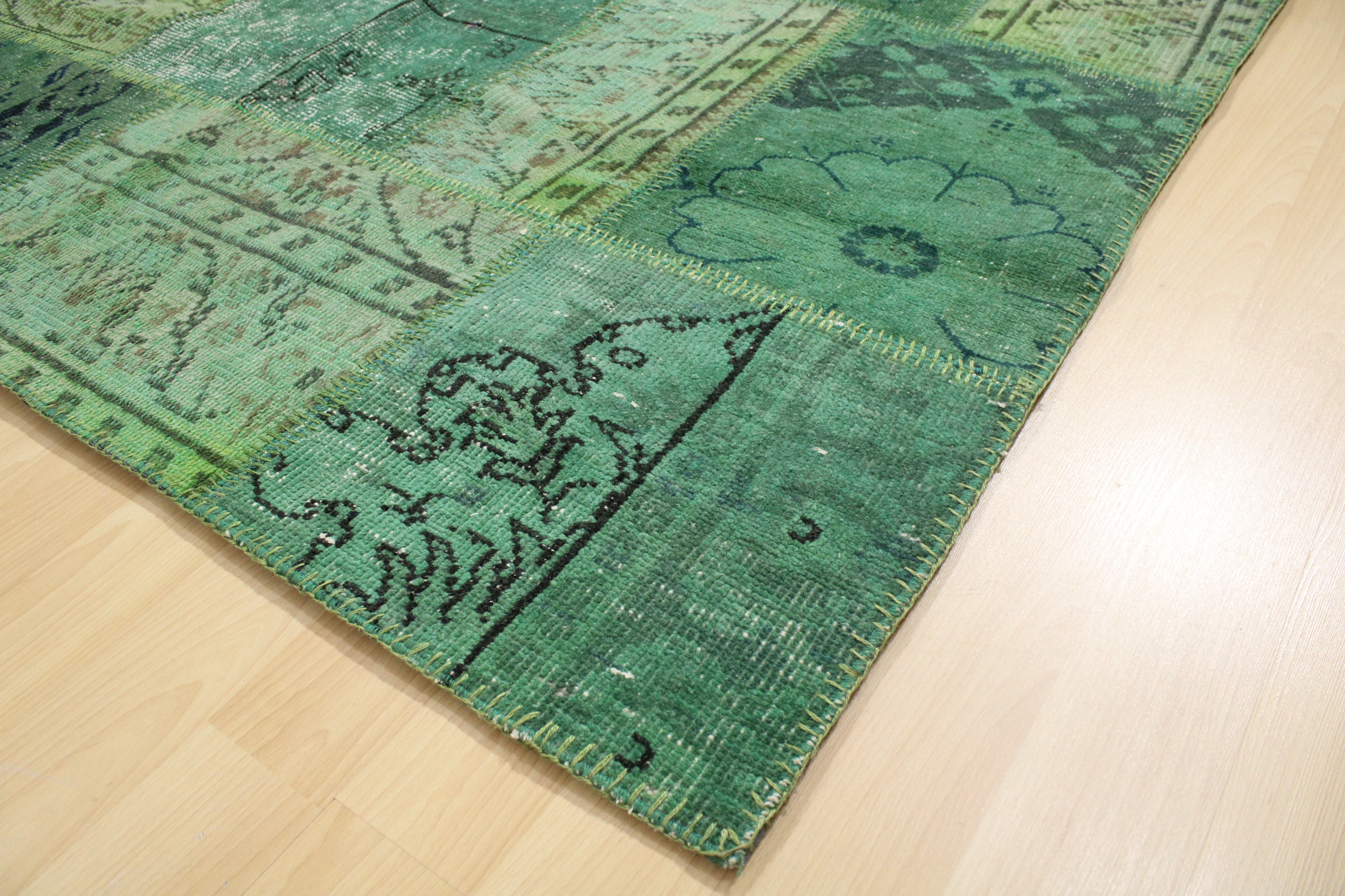 Turkish Patchwork Hand-Knotted Wool Rug