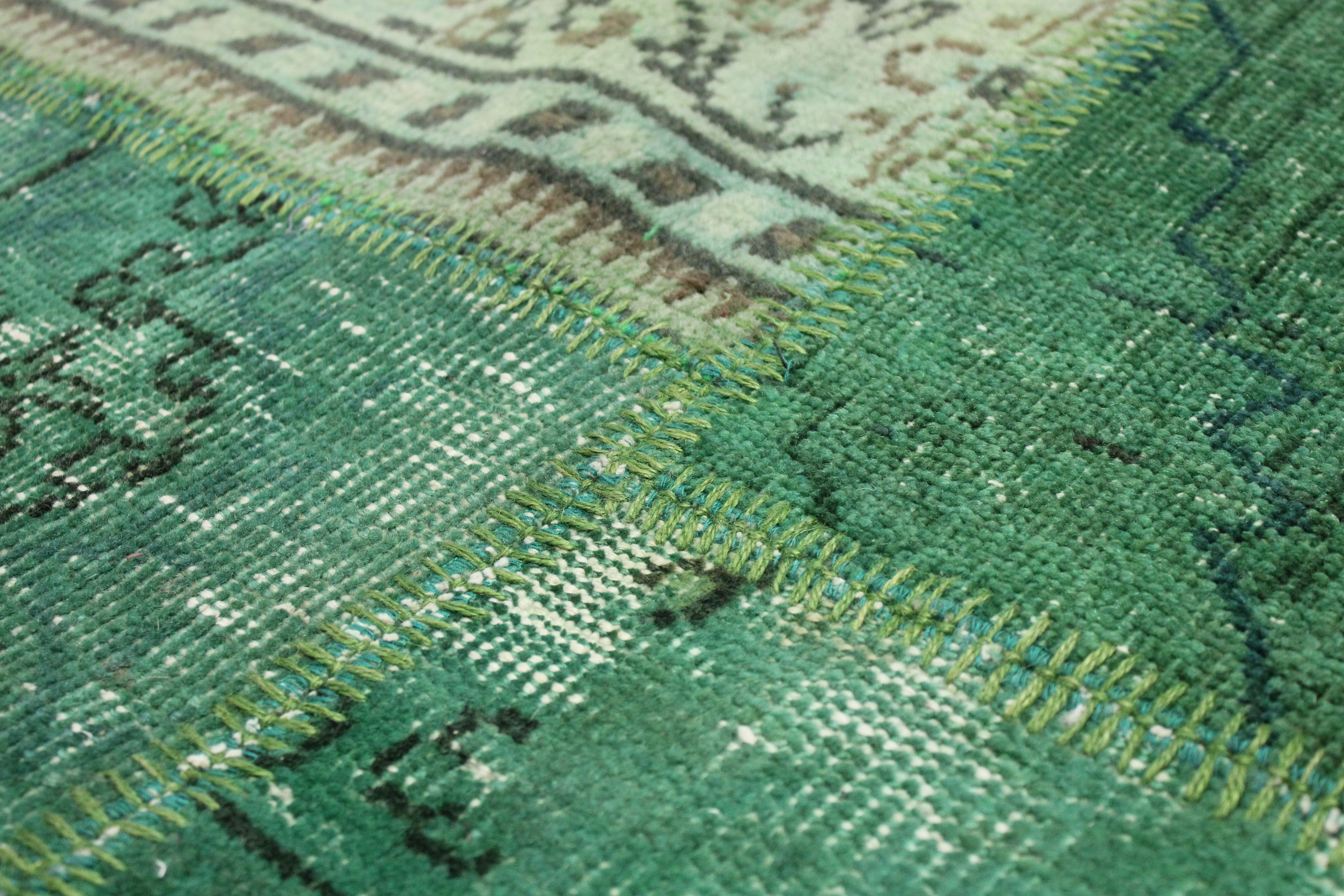 Turkish Patchwork Hand-Knotted Wool Rug