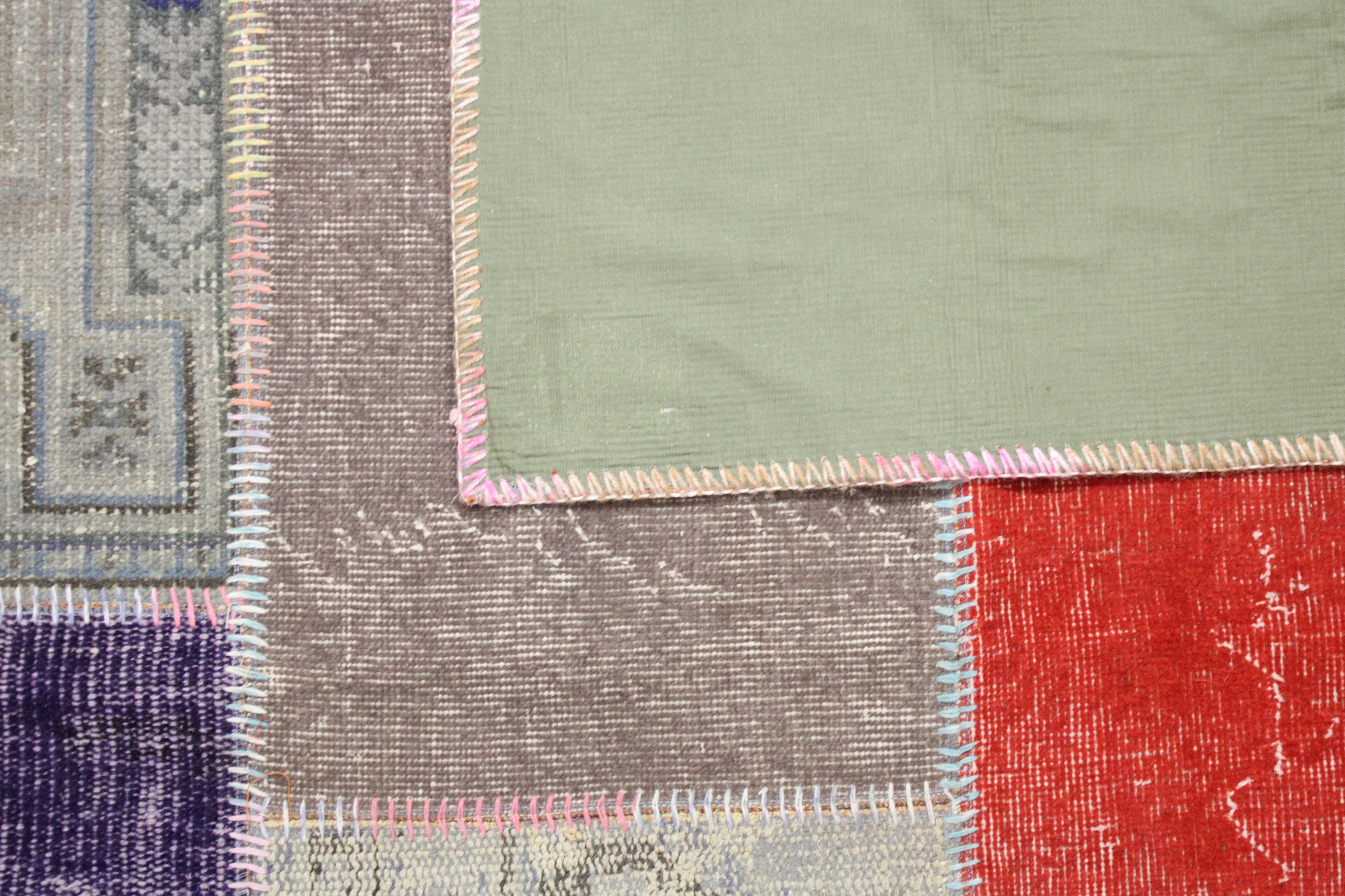 Turkish Patchwork Hand-Knotted Wool Rug