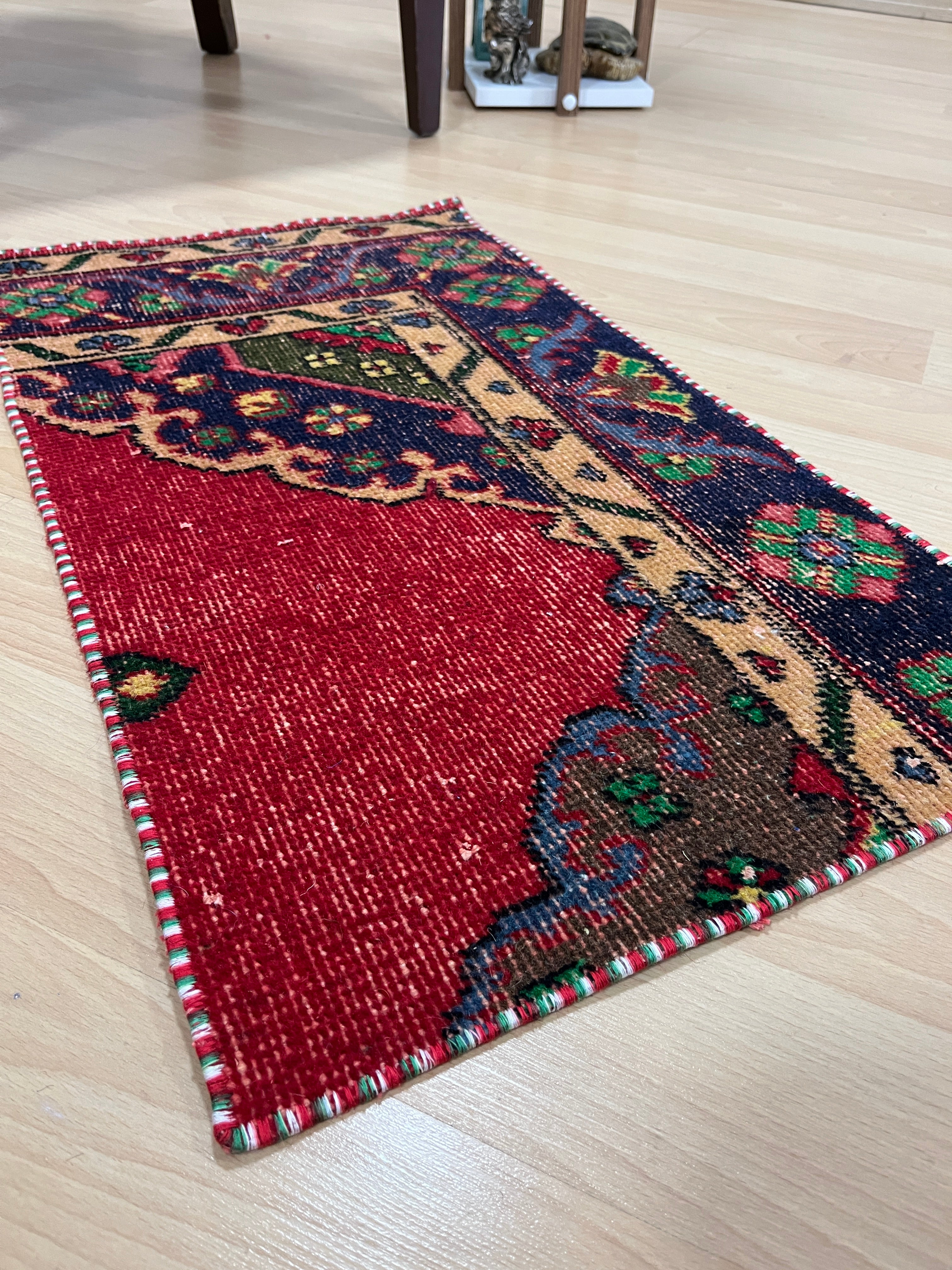 Turkish Vintage Hand-Knotted Wool Rug