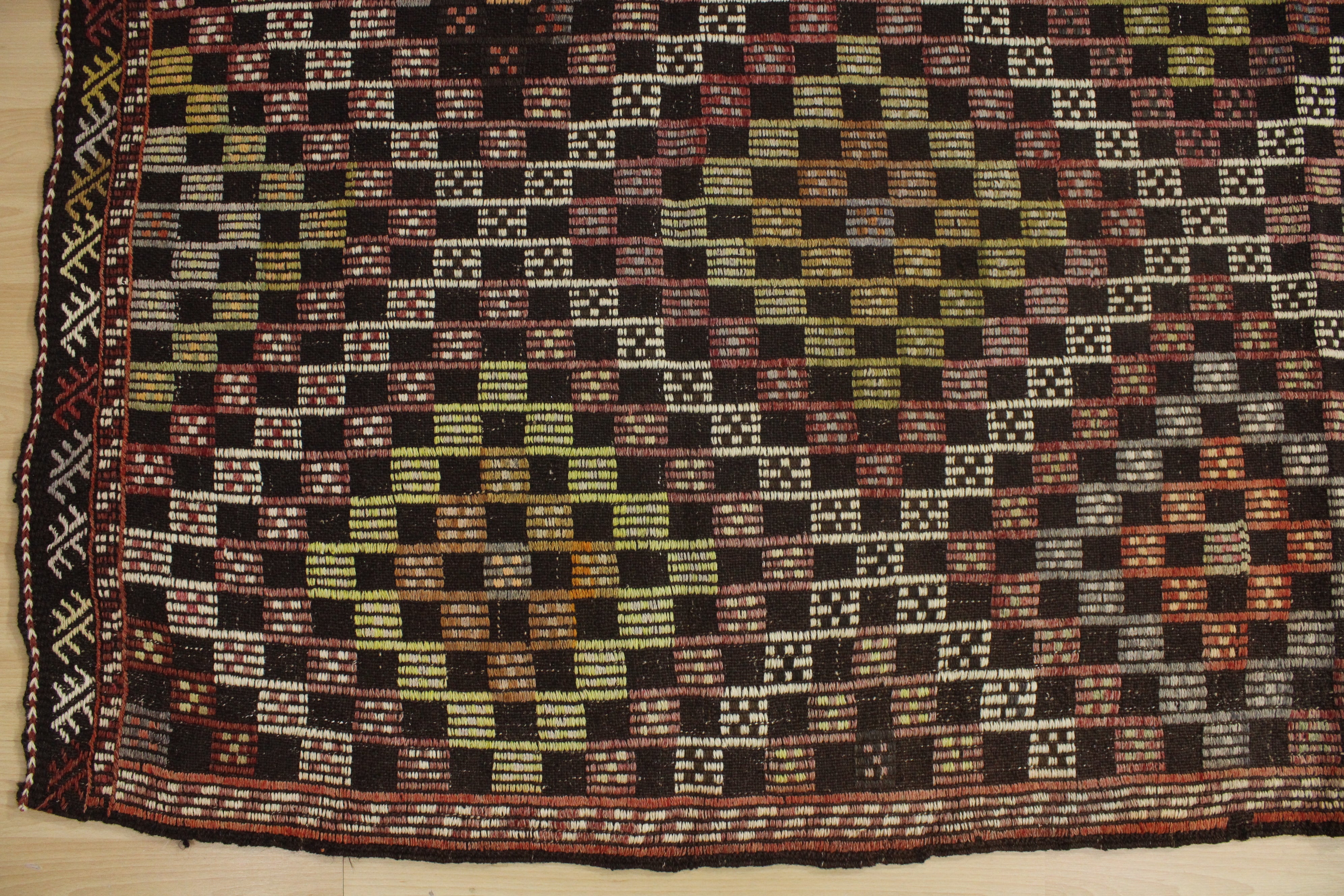 El Dokuma Anadolu Kök Boya Yün Kilim