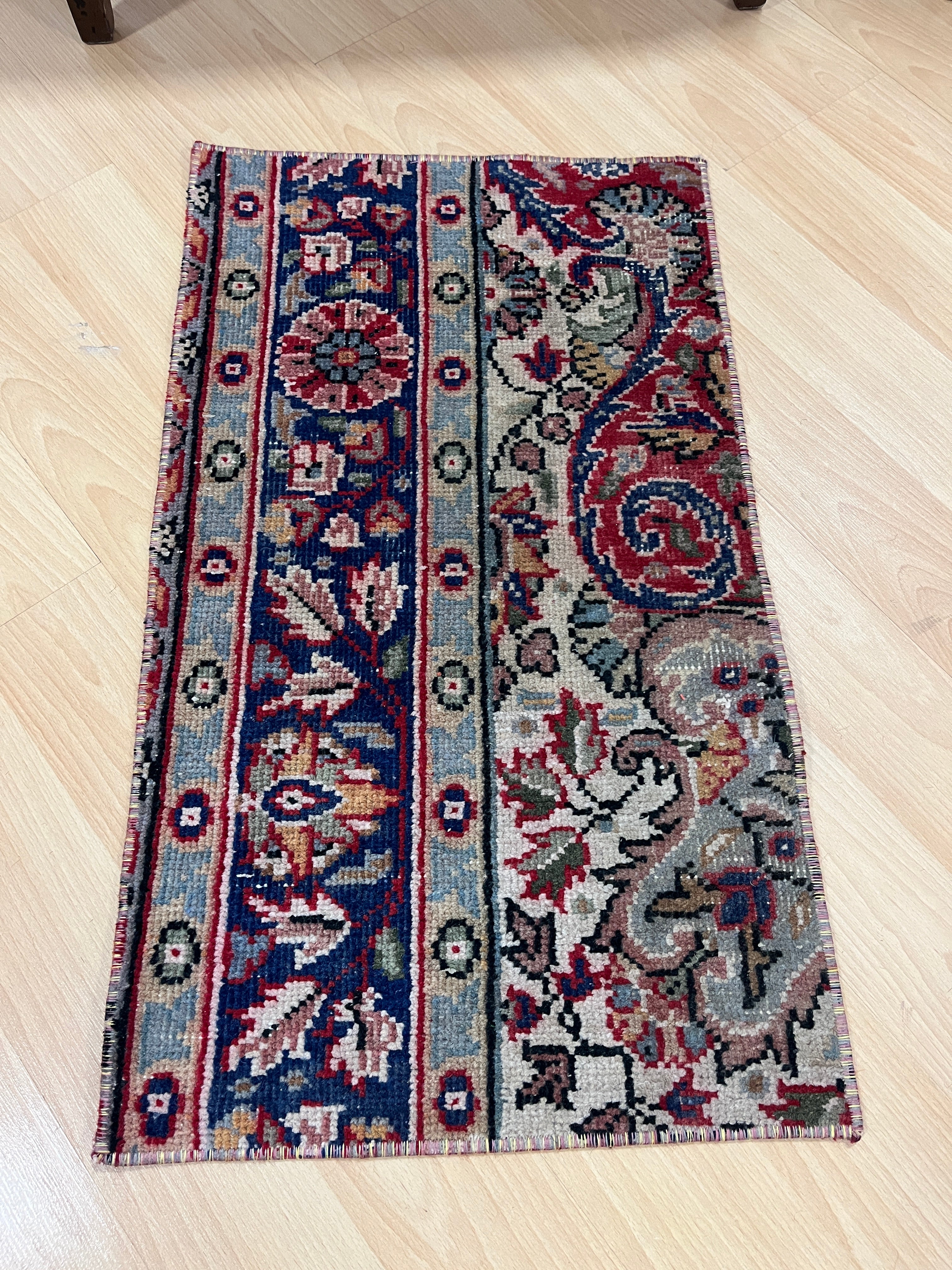 Turkish Vintage Hand-Knotted Wool Rug