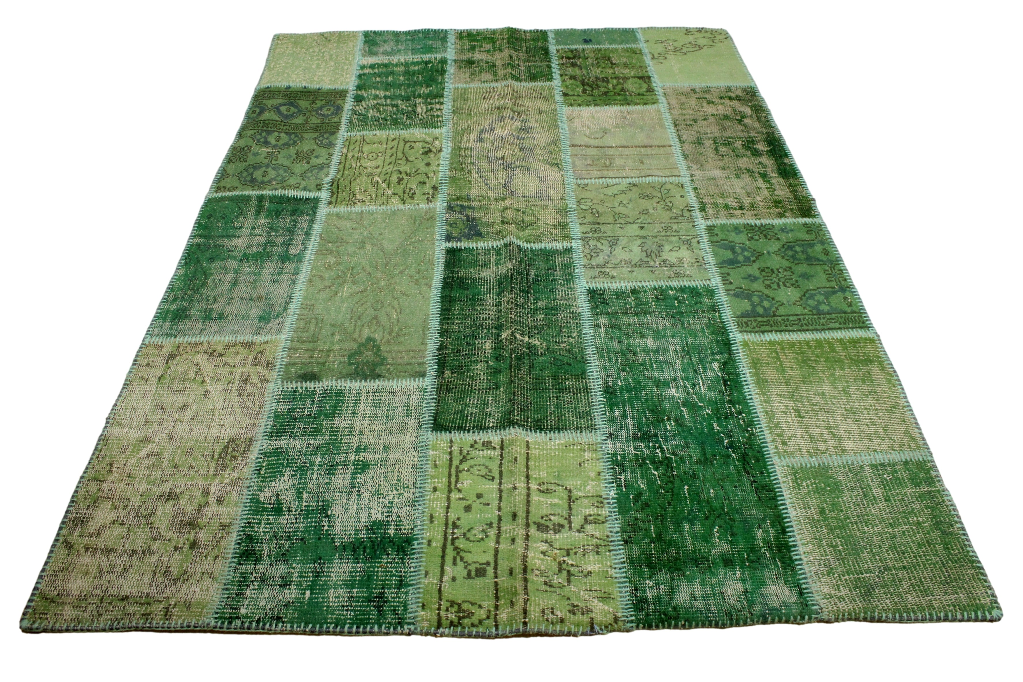 Turkish Patchwork Hand-Knotted Wool Rug