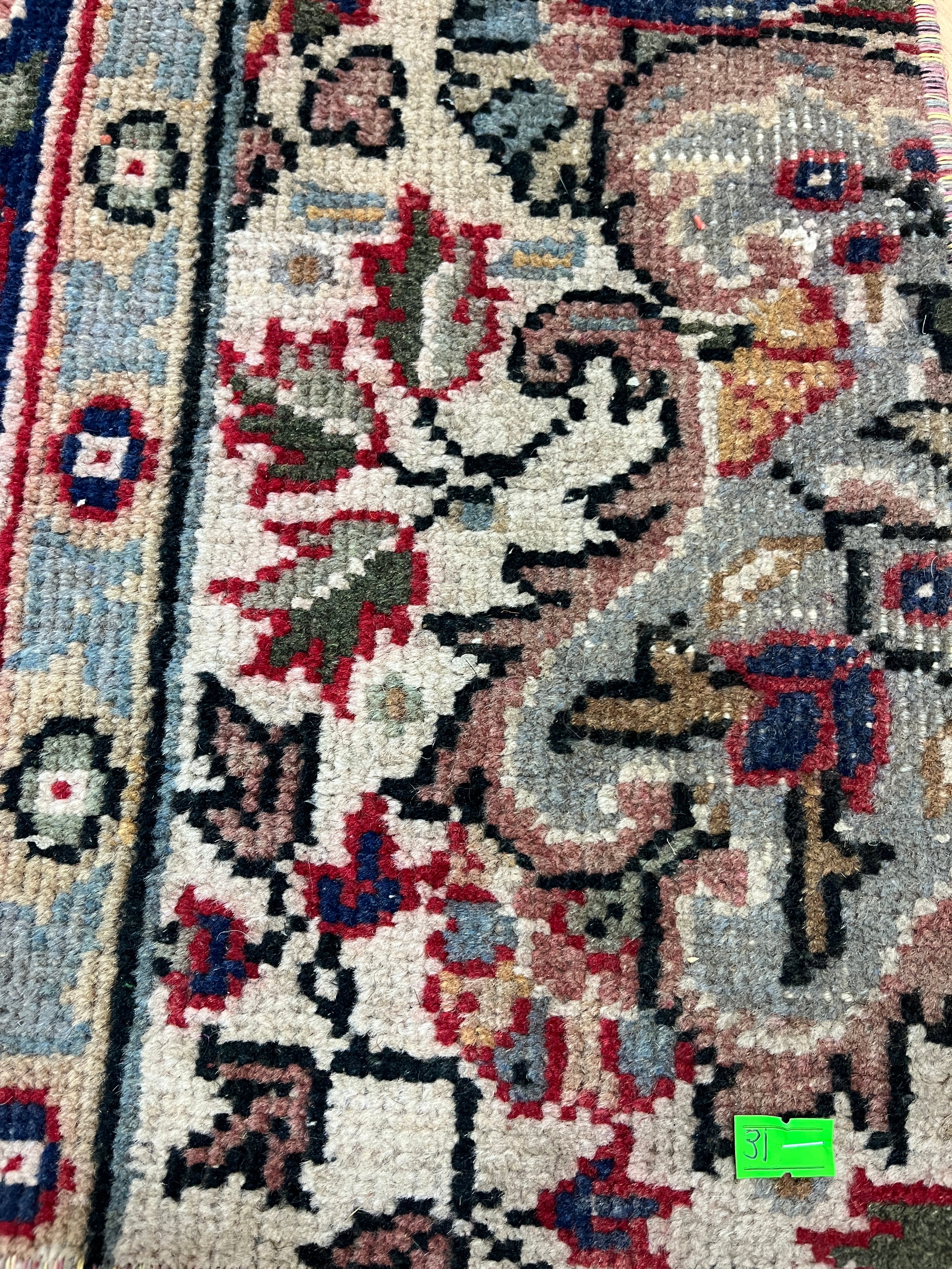 Turkish Vintage Hand-Knotted Wool Rug