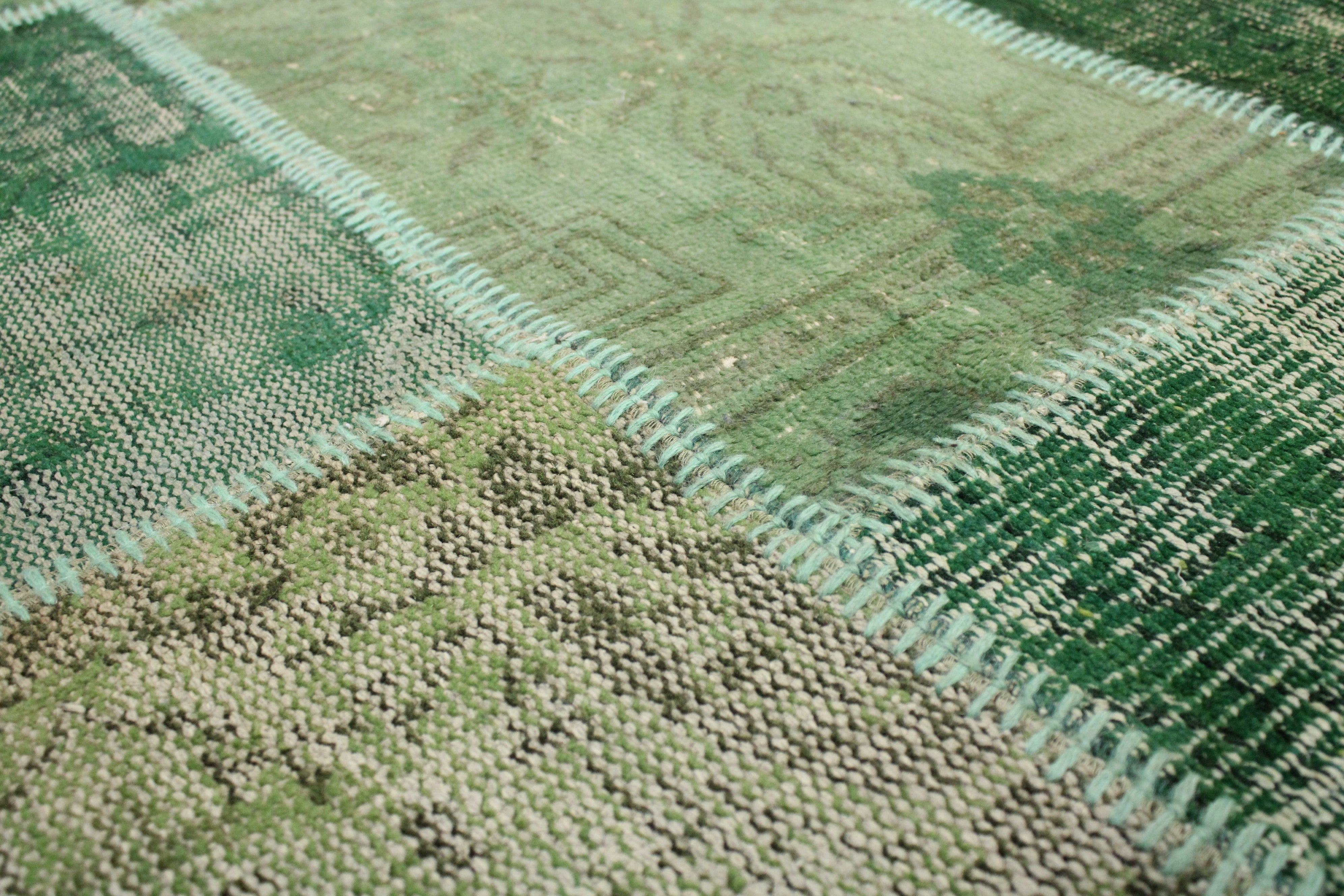 Turkish Patchwork Hand-Knotted Wool Rug