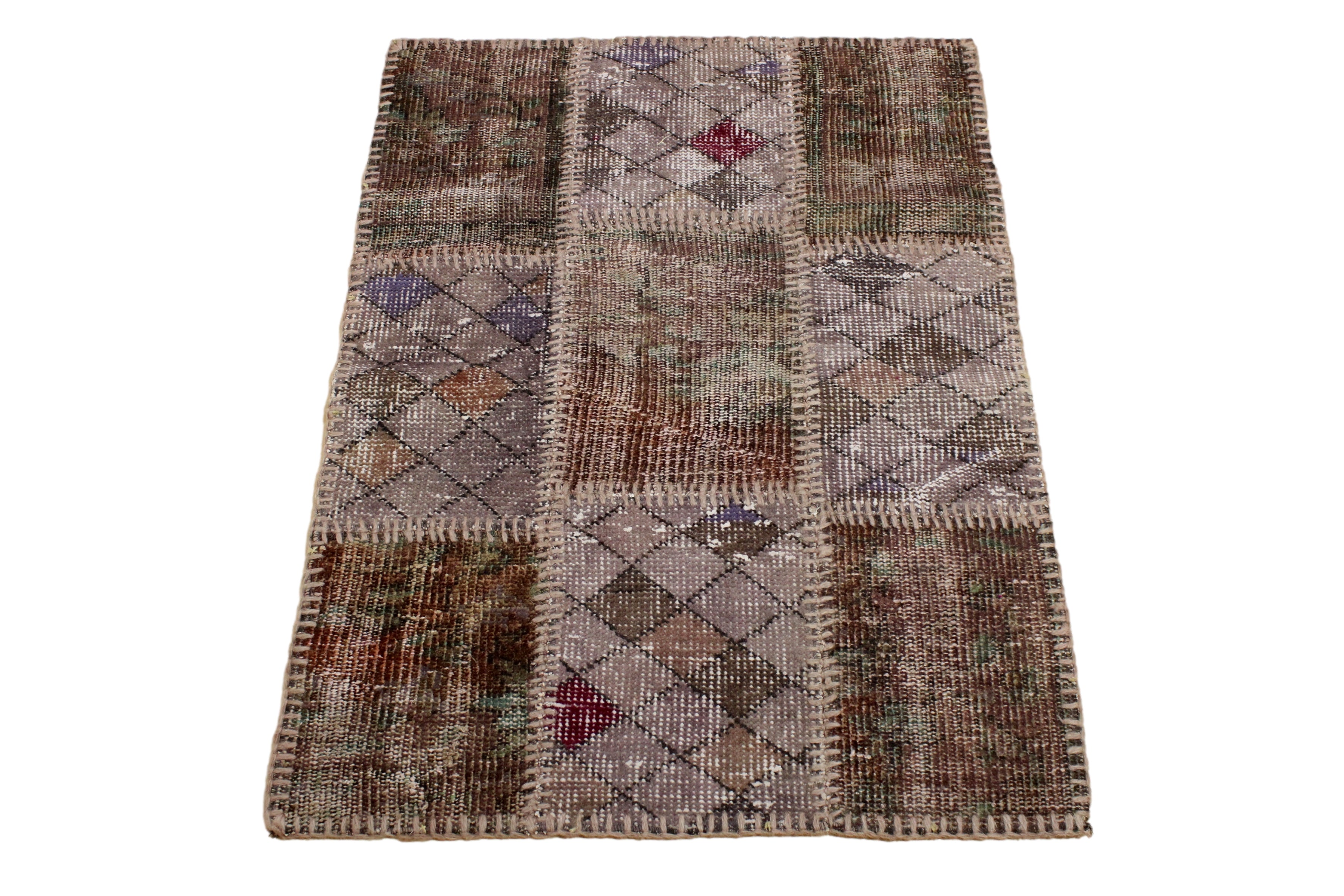 Turkish Patchwork Hand-Knotted Wool Rug