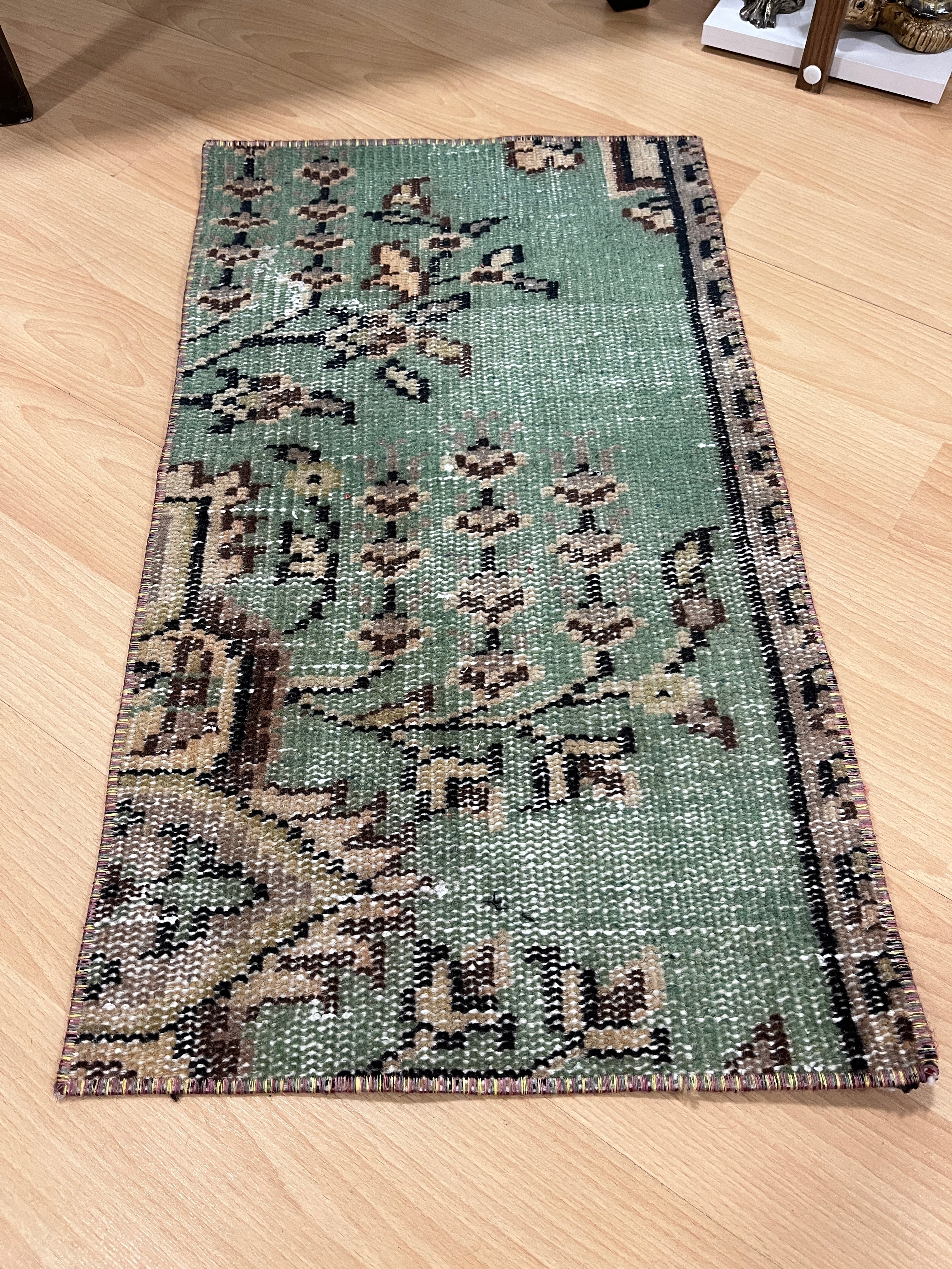Turkish Vintage Hand-Knotted Wool Rug