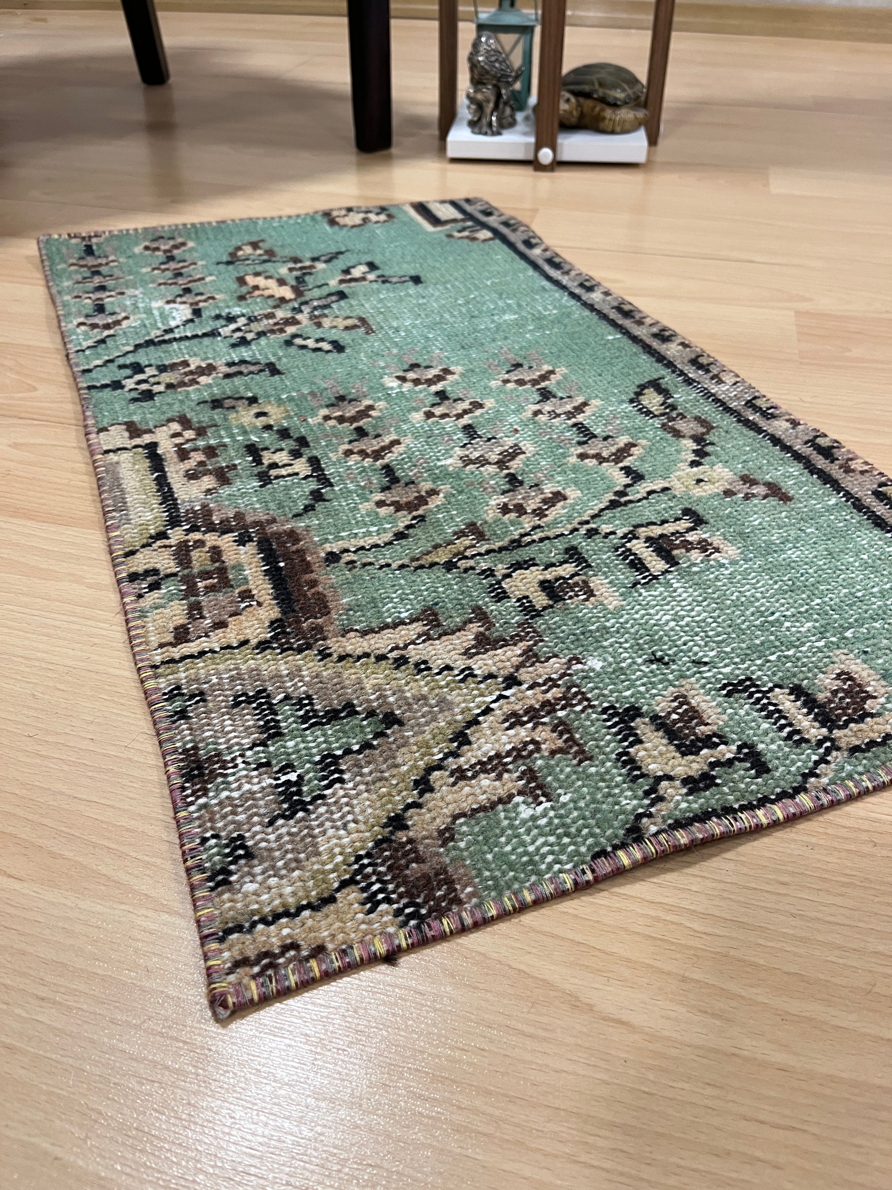 Turkish Vintage Hand-Knotted Wool Rug