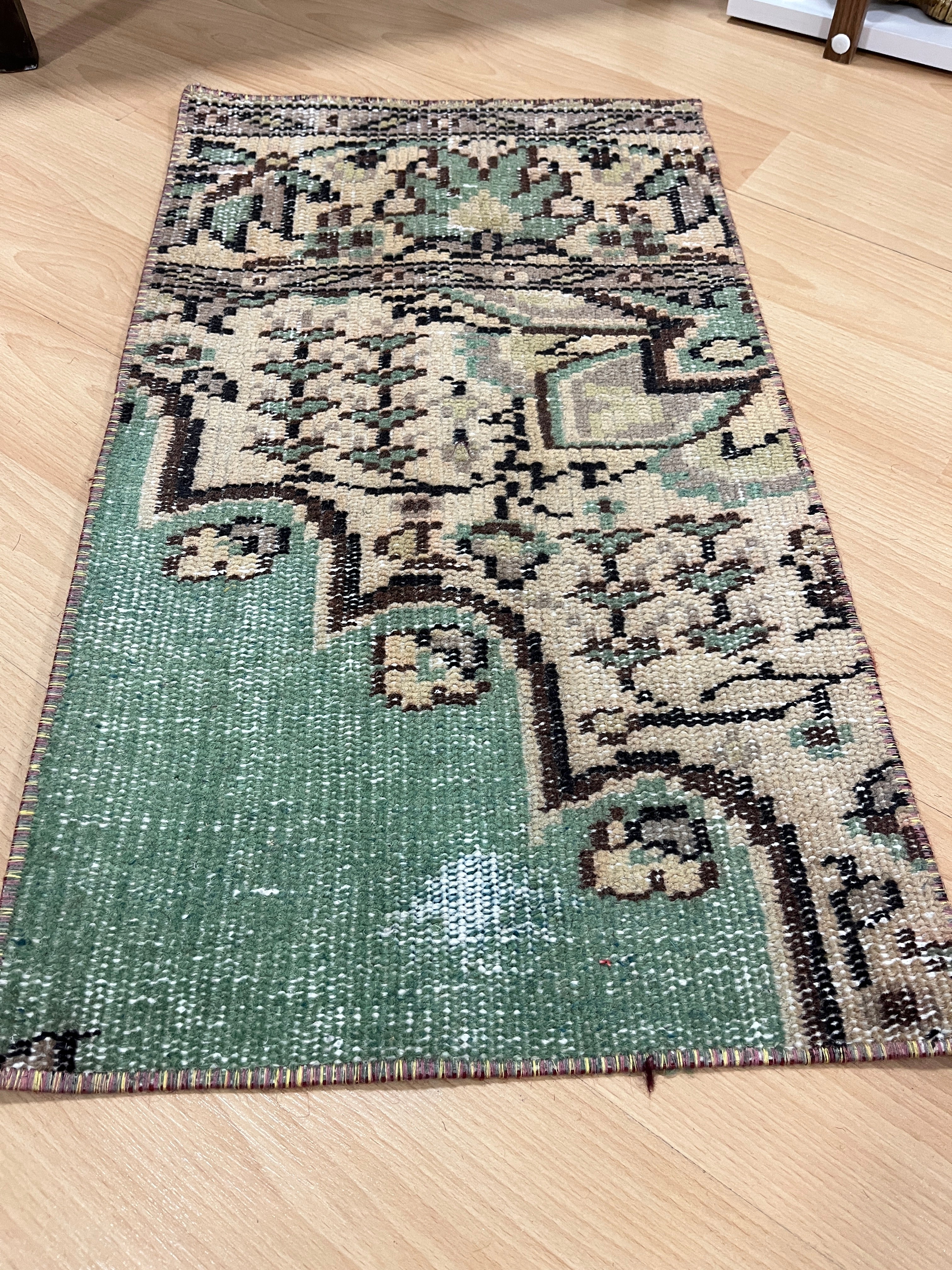 Turkish Vintage Hand-Knotted Wool Rug