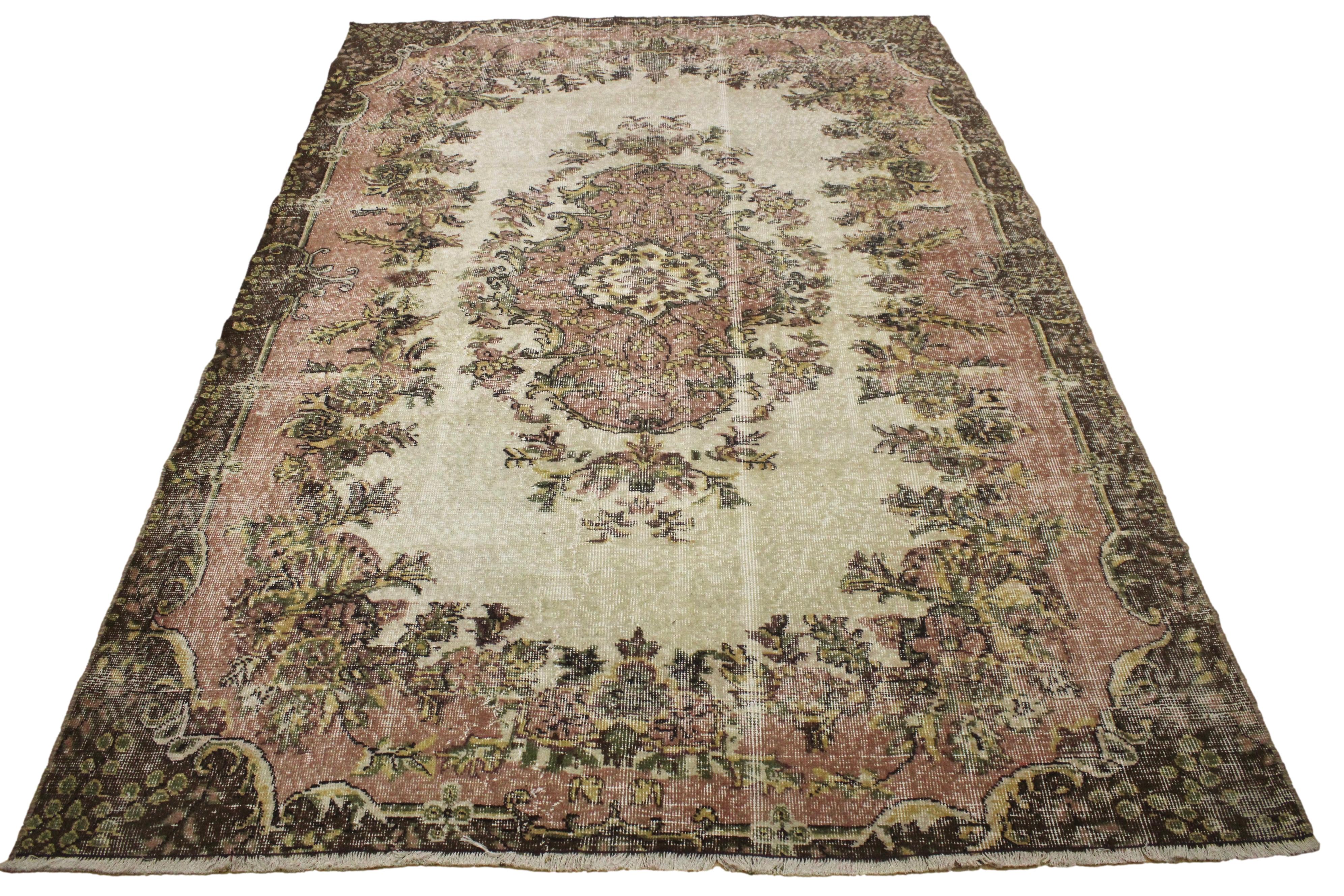 Turkish Vintage Hand-Knotted Wool Rug