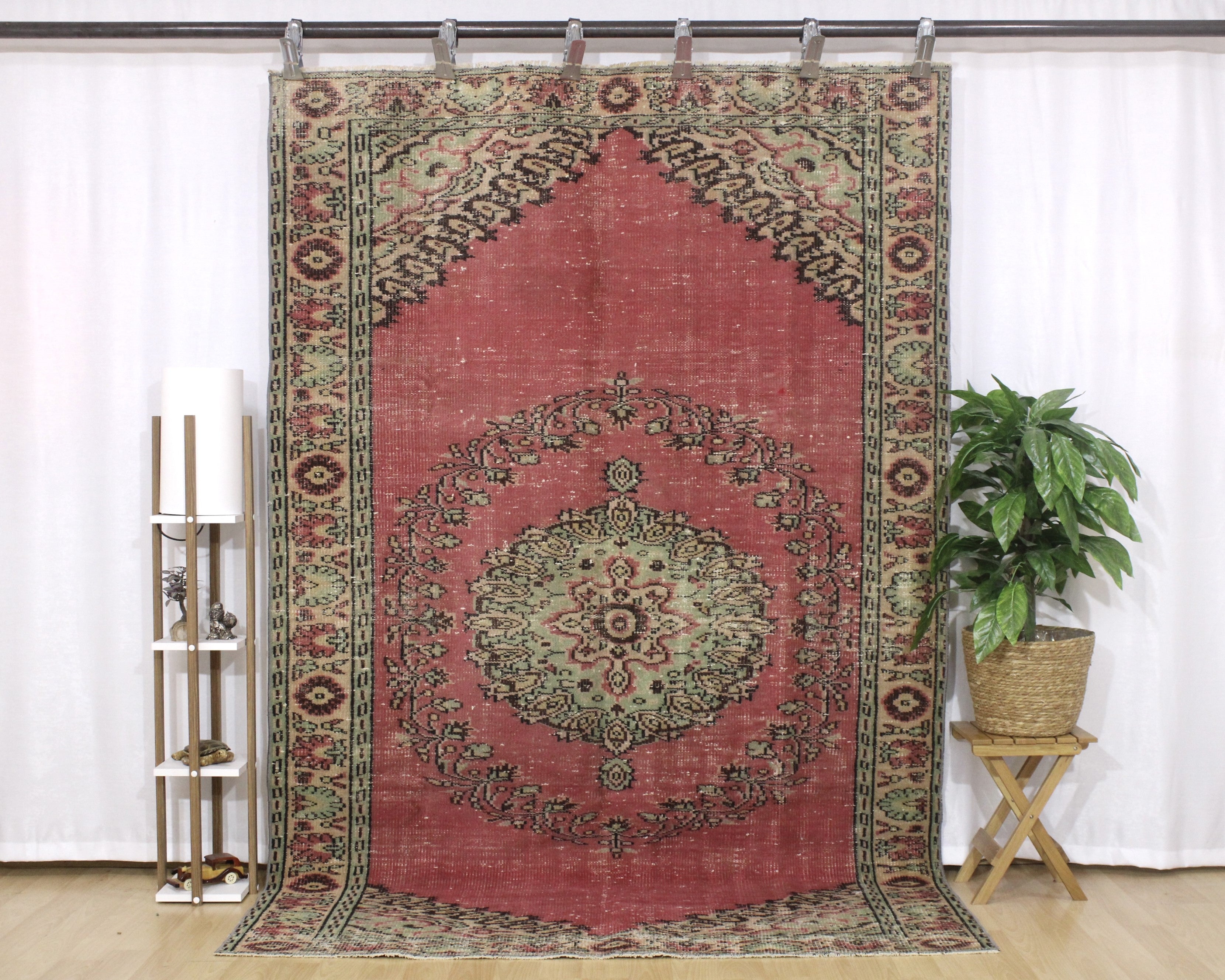 Turkish Vintage Hand-Knotted Wool Rug