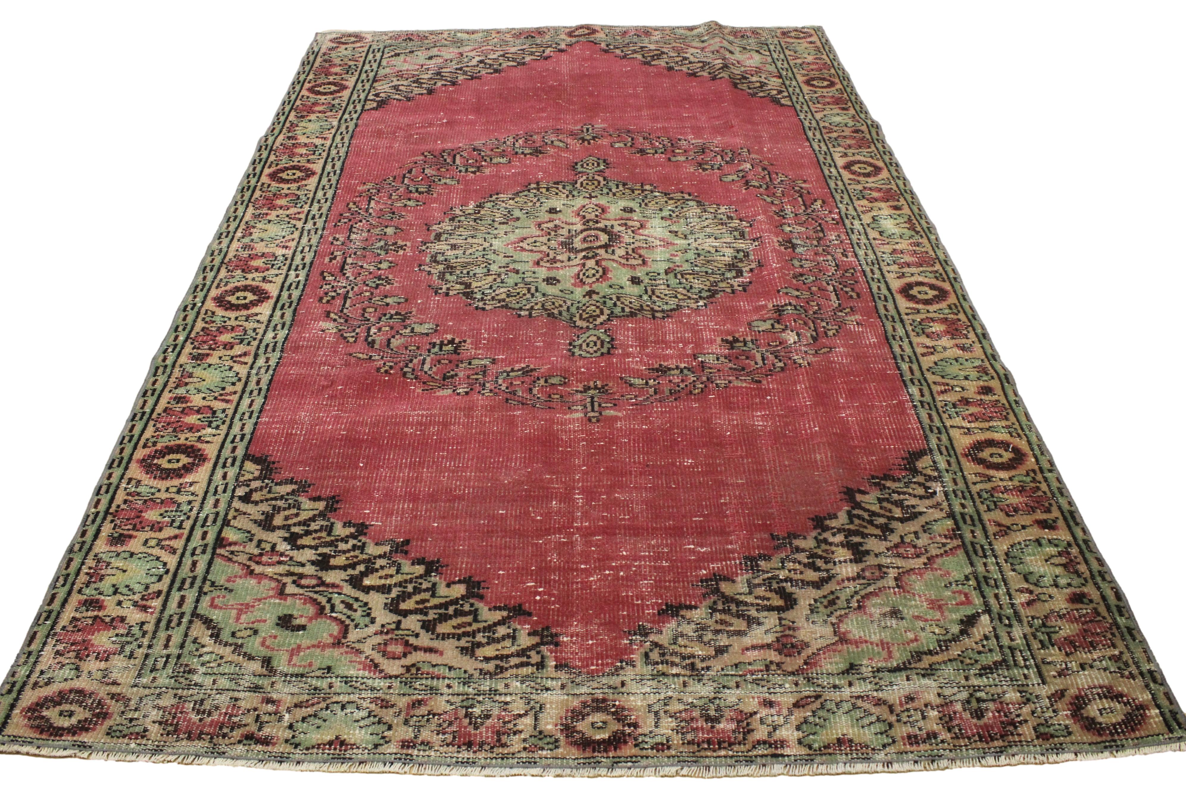 Turkish Vintage Hand-Knotted Wool Rug