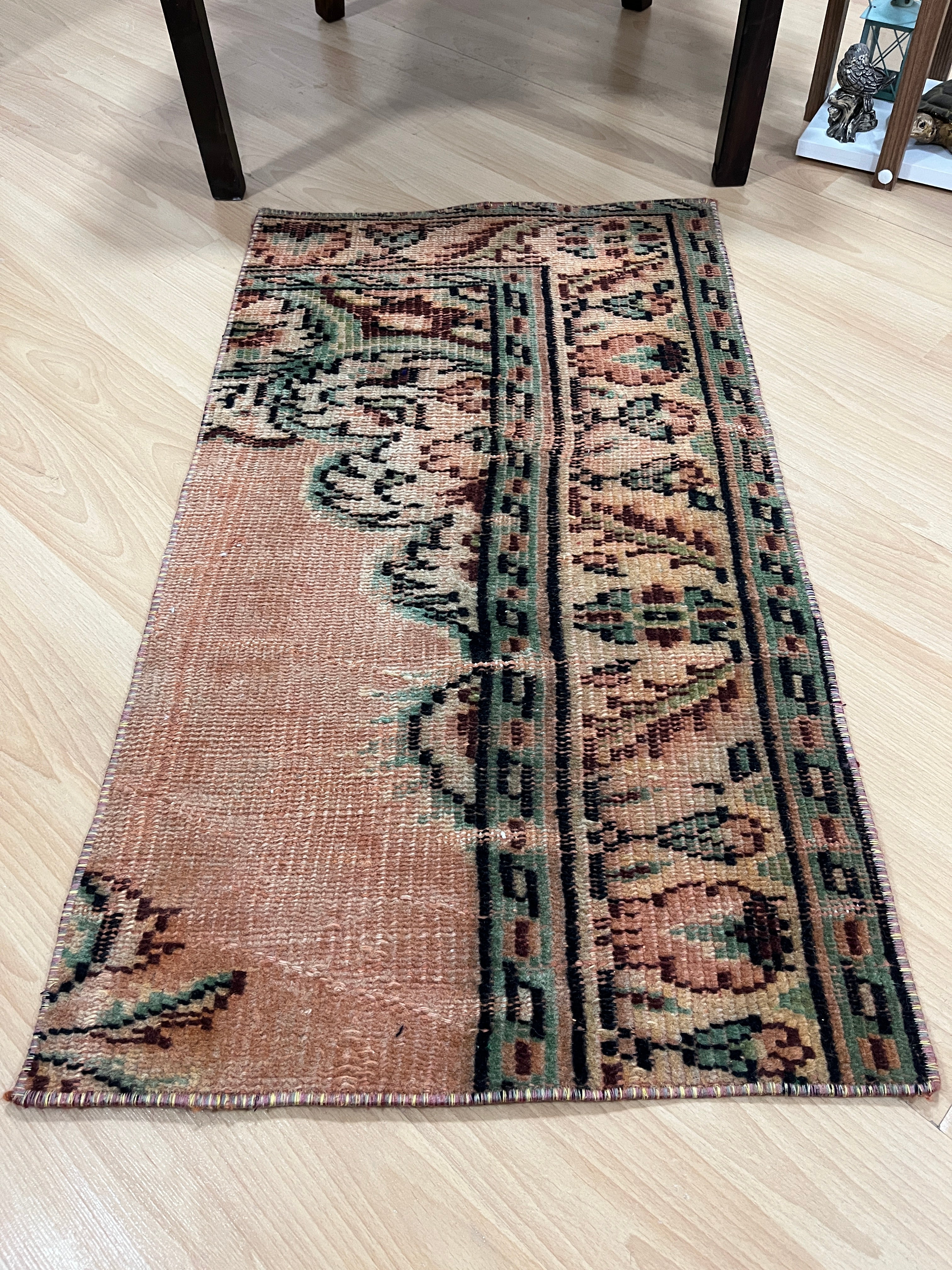 Turkish Vintage Hand-Knotted Wool Rug