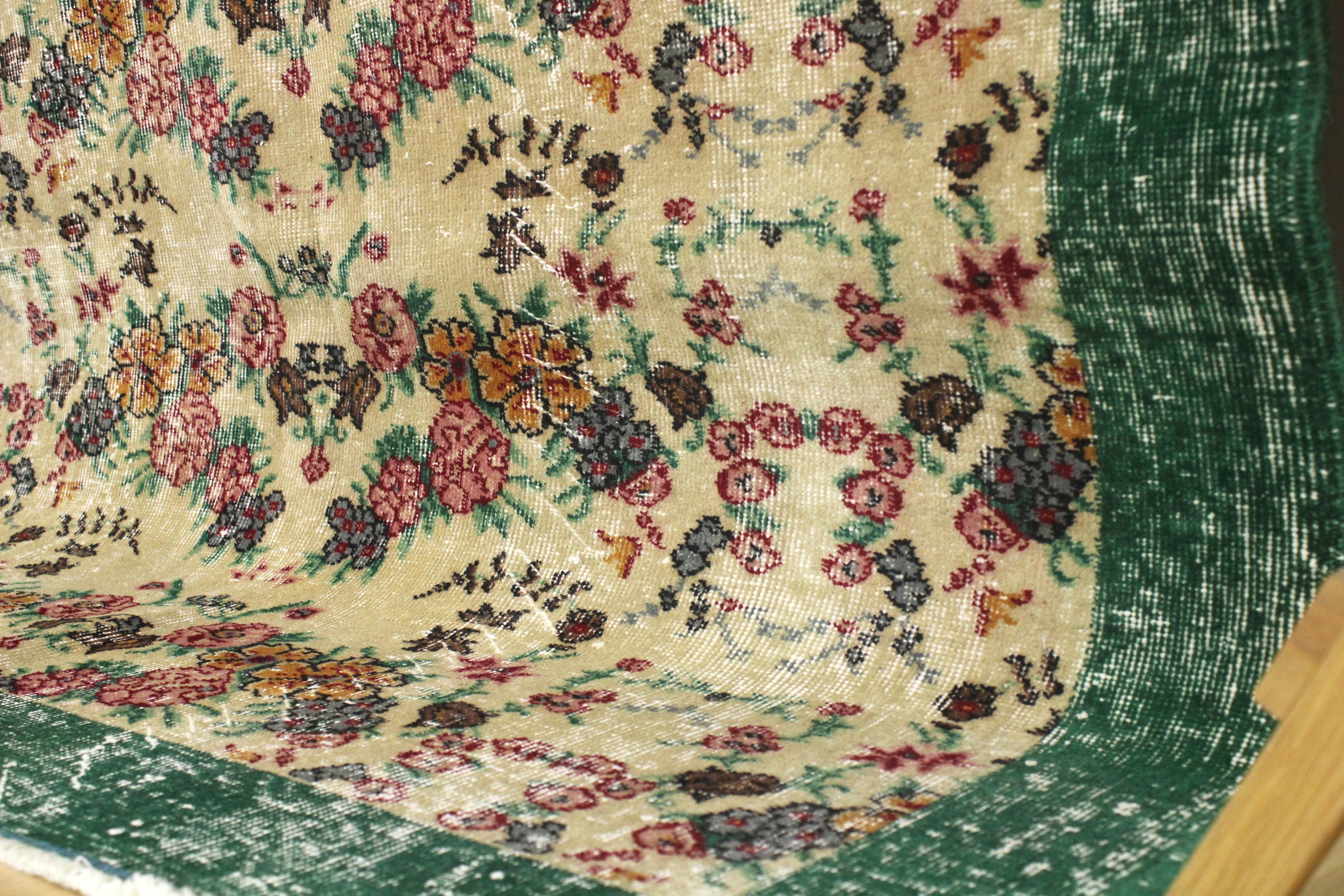 Turkish Vintage Hand-Knotted Wool Rug