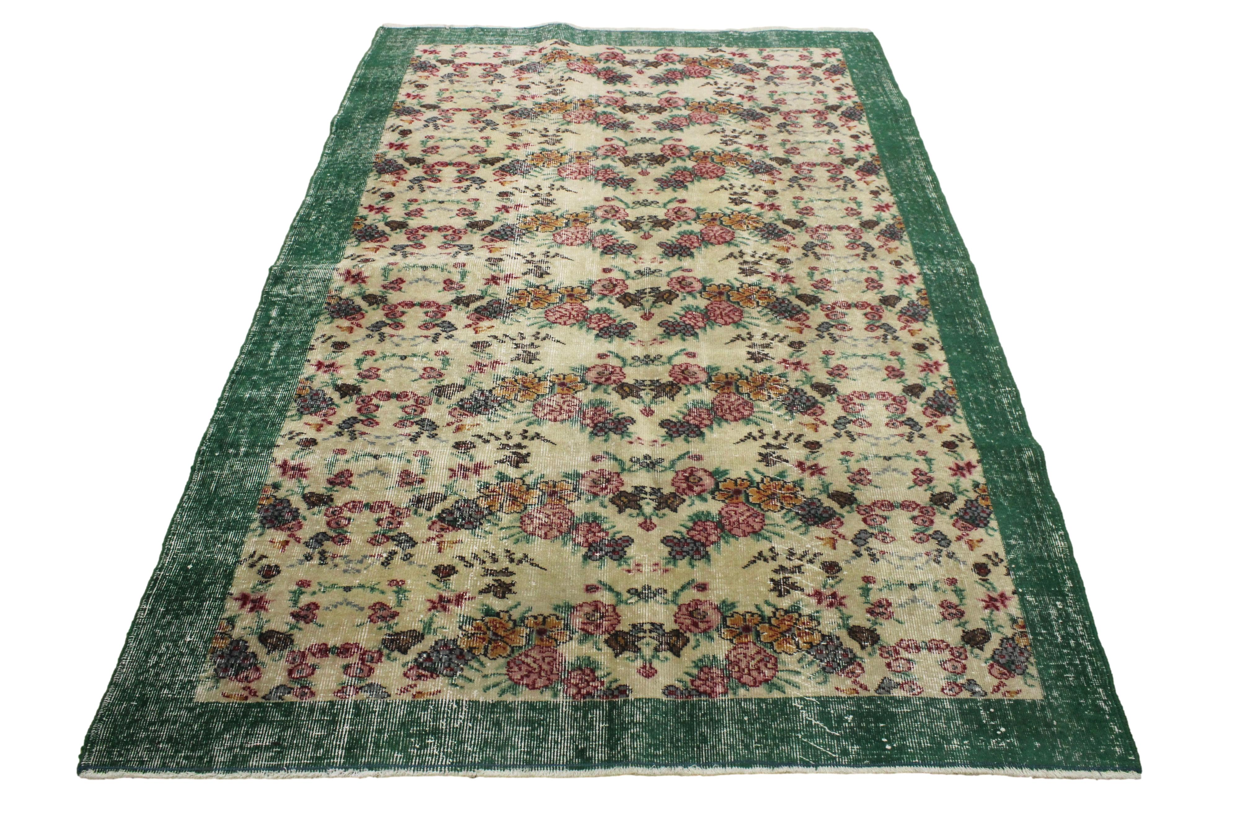 Turkish Vintage Hand-Knotted Wool Rug
