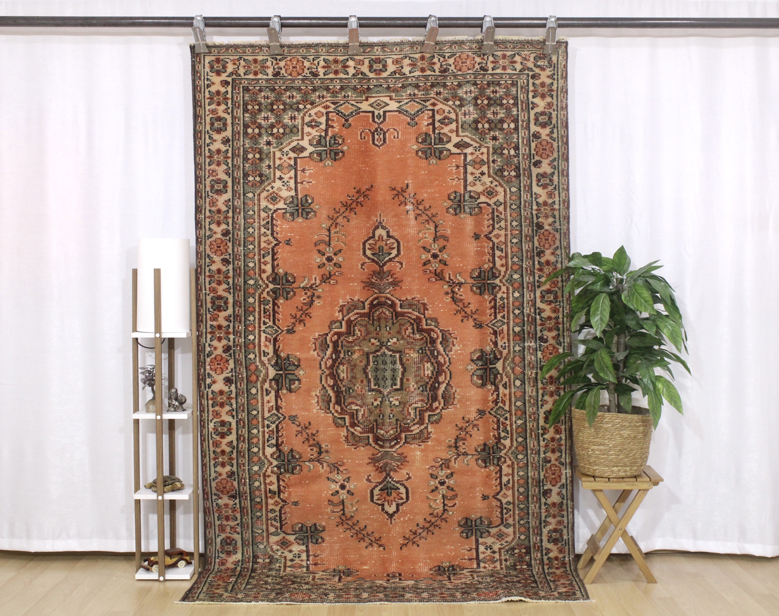 Turkish Vintage Hand-Knotted Wool Rug