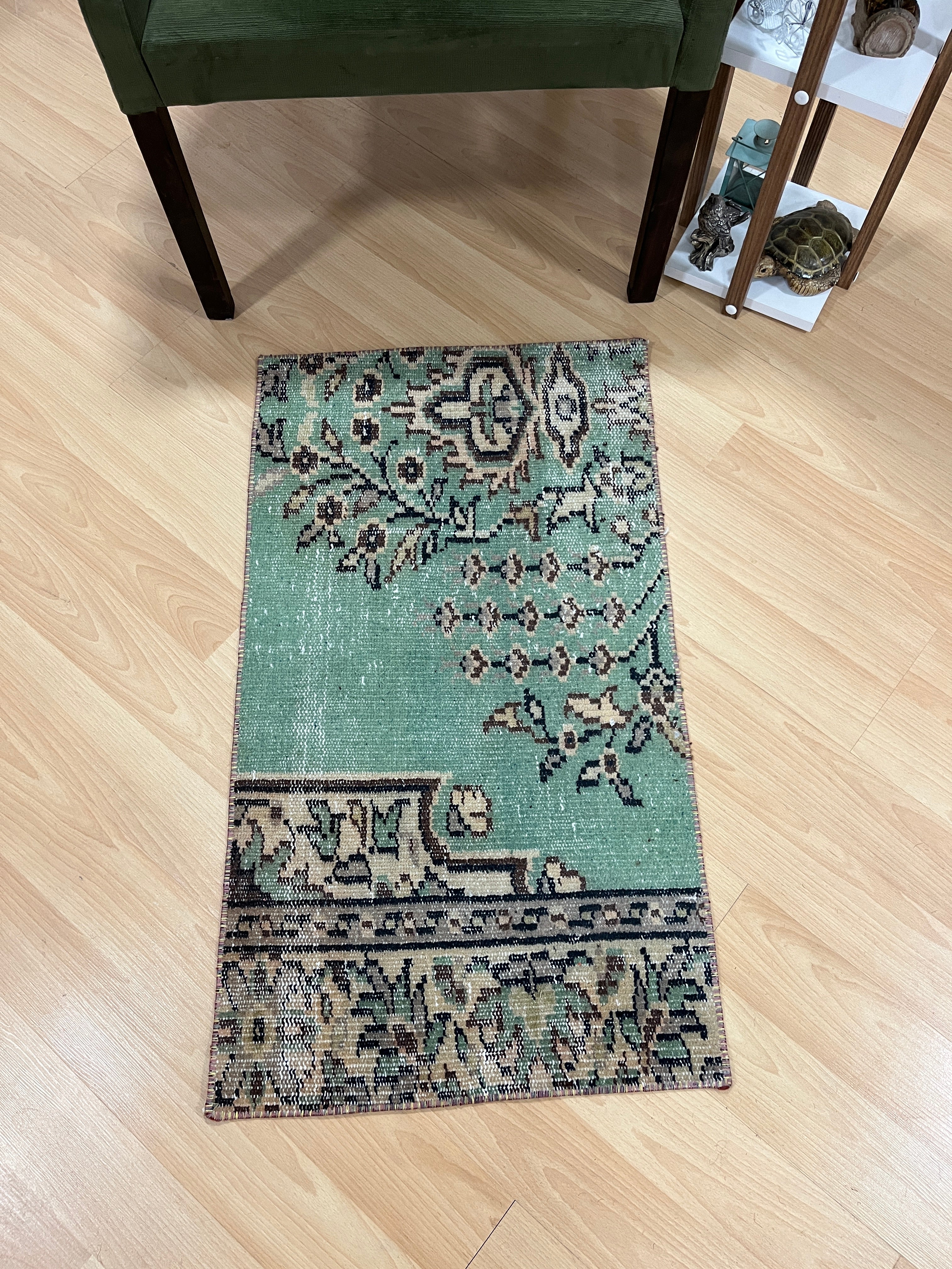 Turkish Vintage Hand-Knotted Wool Rug