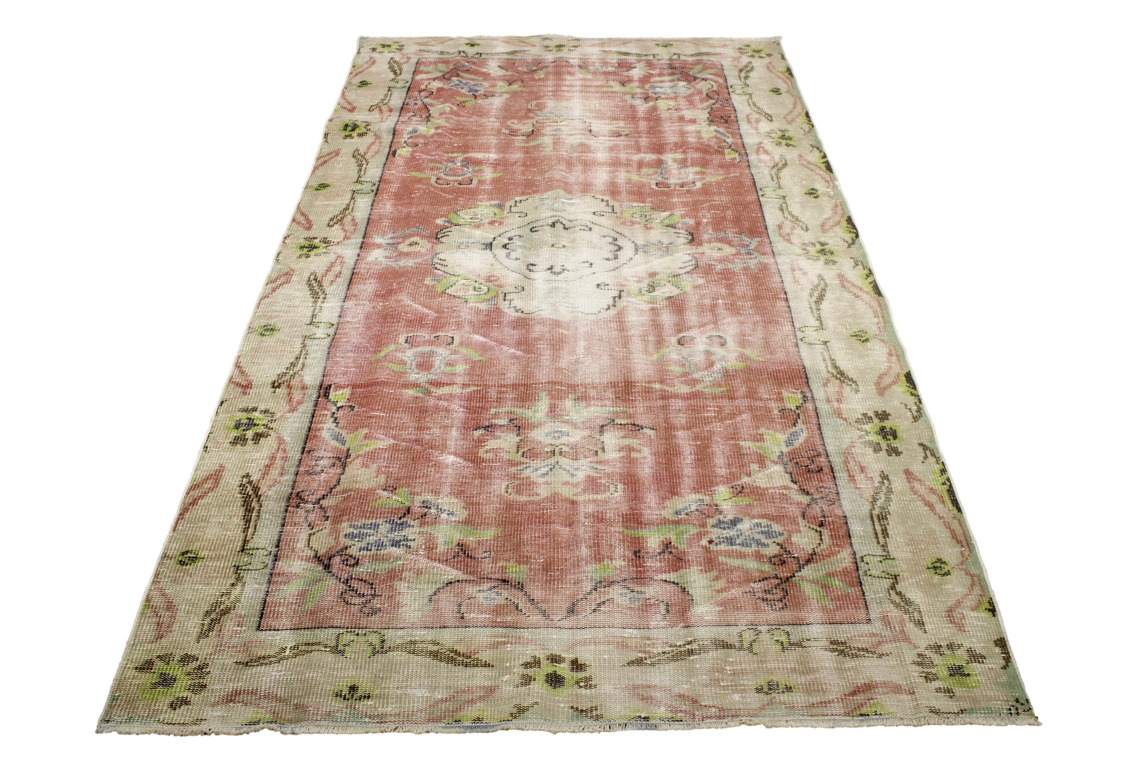 Turkish Vintage Hand-Knotted Wool Rug