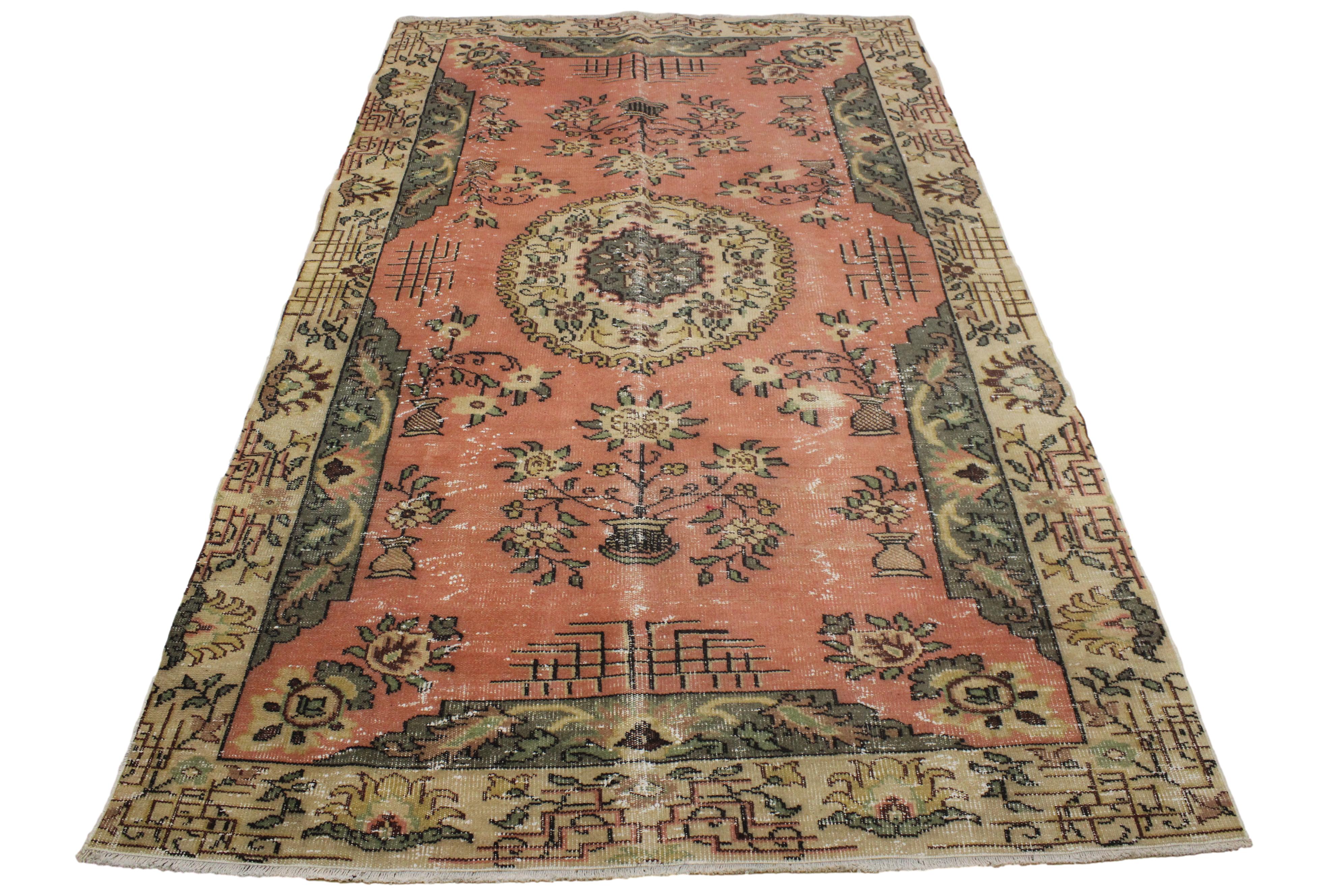 Turkish Vintage Hand-Knotted Wool Rug