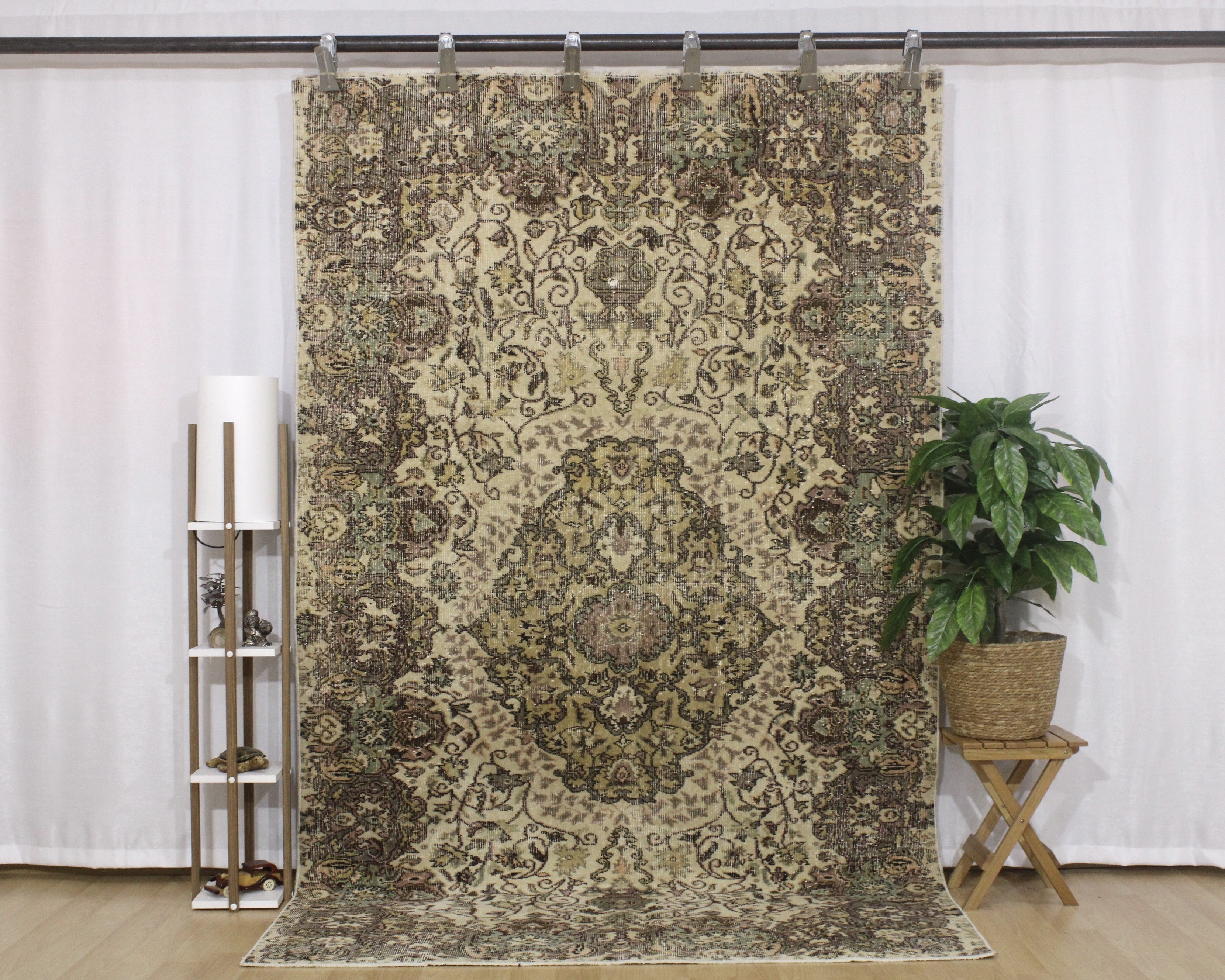 Turkish Vintage Hand-Knotted Wool Rug