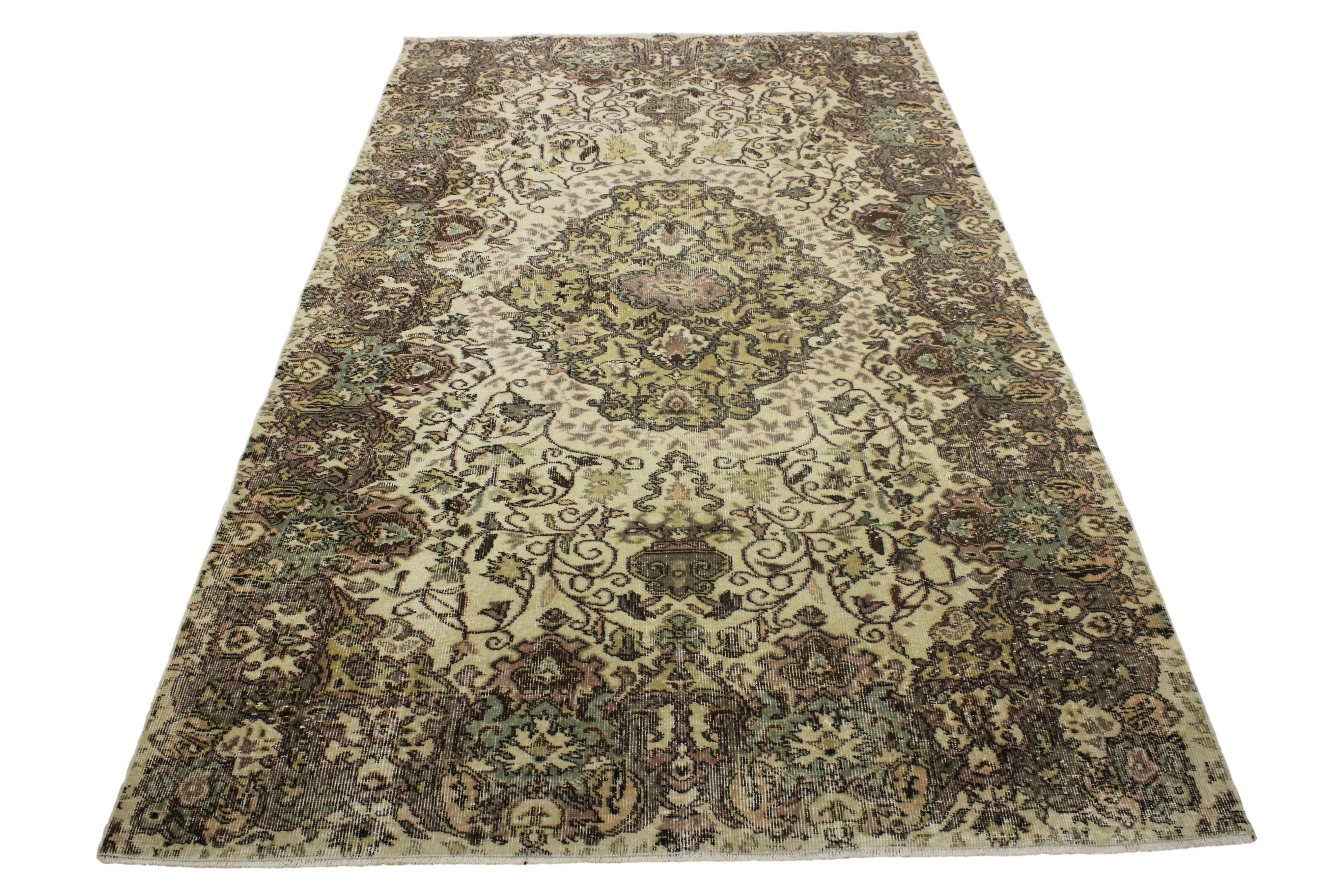 Turkish Vintage Hand-Knotted Wool Rug
