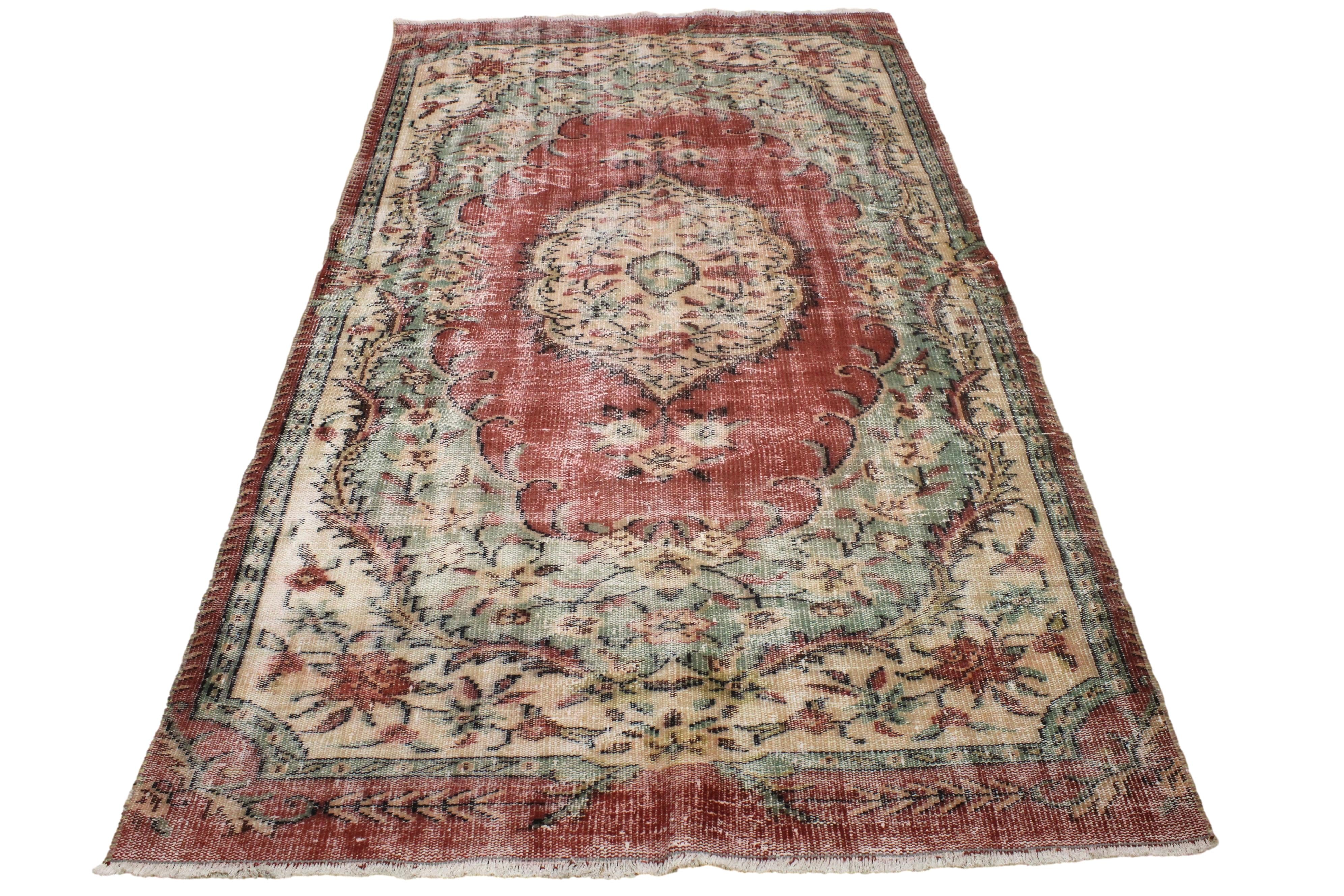 Turkish Vintage Hand-Knotted Wool Rug