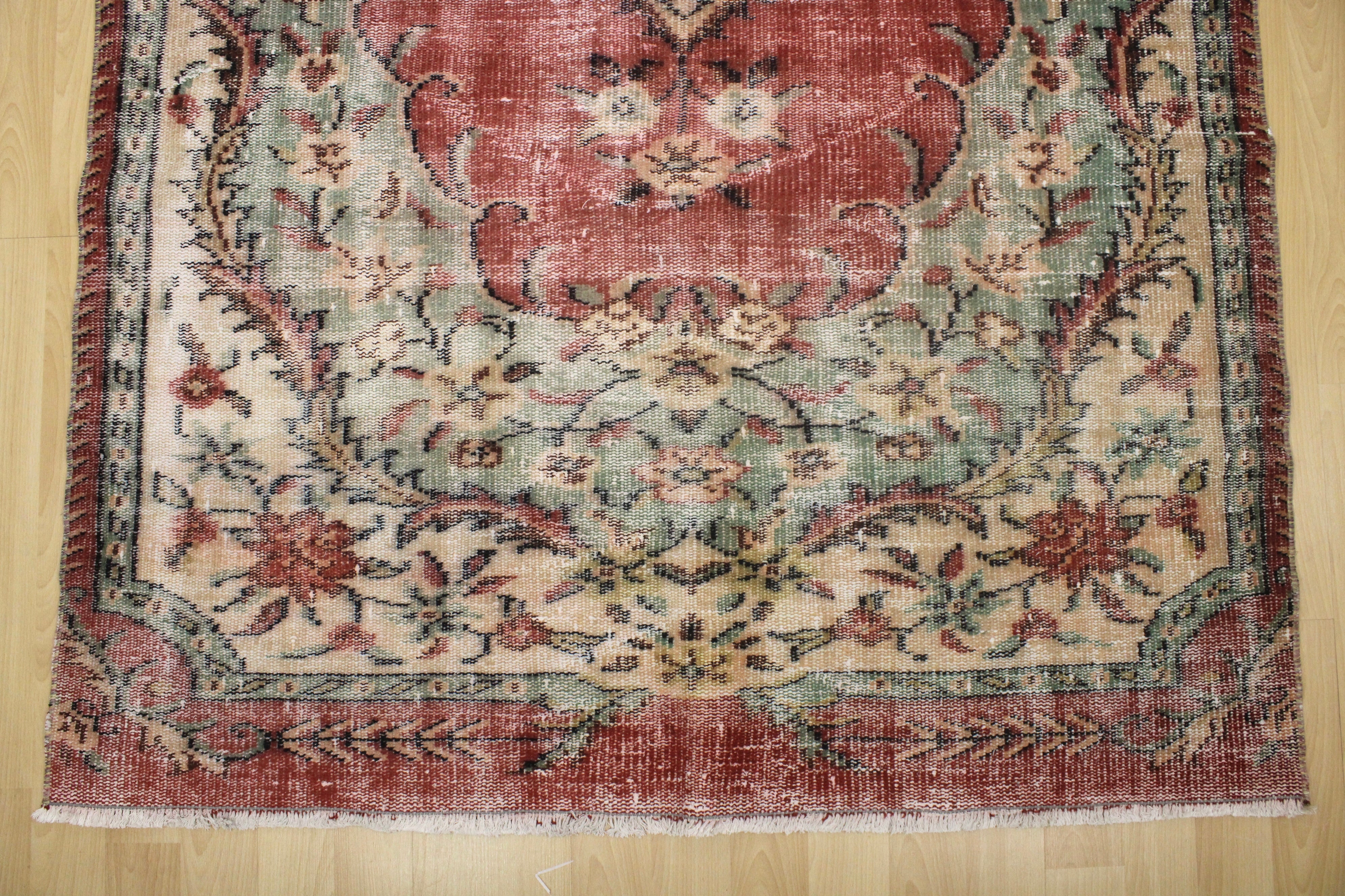 Turkish Vintage Hand-Knotted Wool Rug