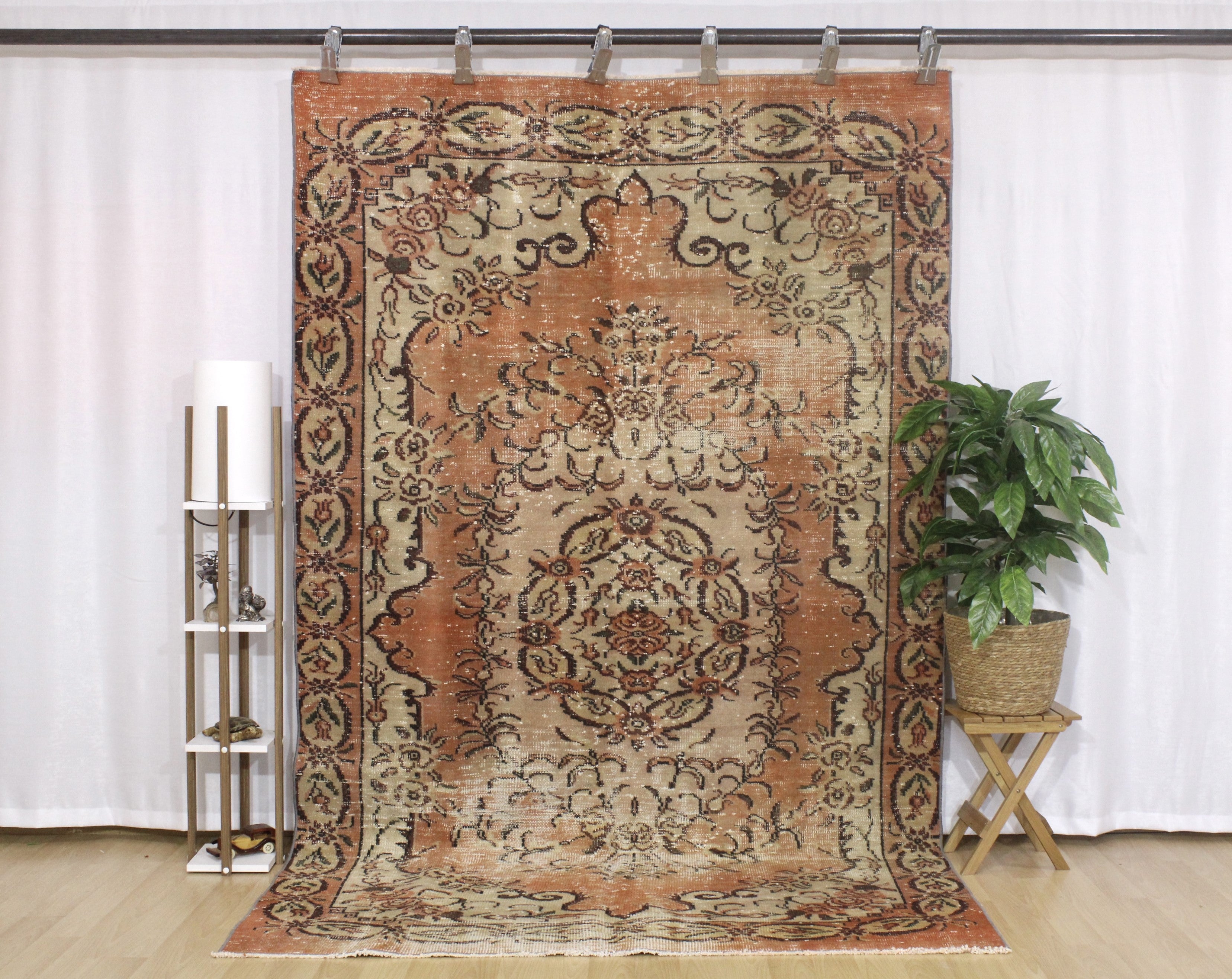 Turkish Vintage Hand-Knotted Wool Rug